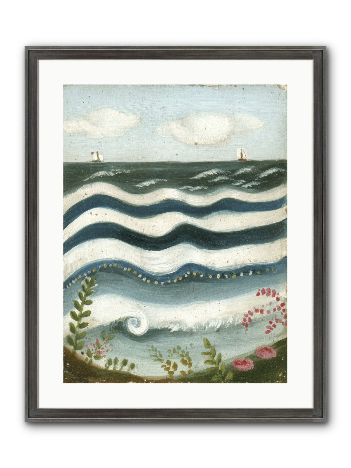 Ocean's Brush Framed Print - Slimwoods Black/Silver 18x24