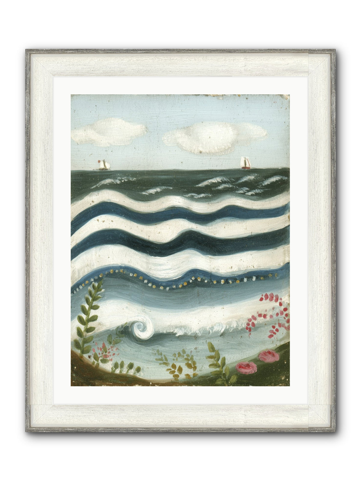 Ocean's Brush Framed Print - Driftwood White 24x32