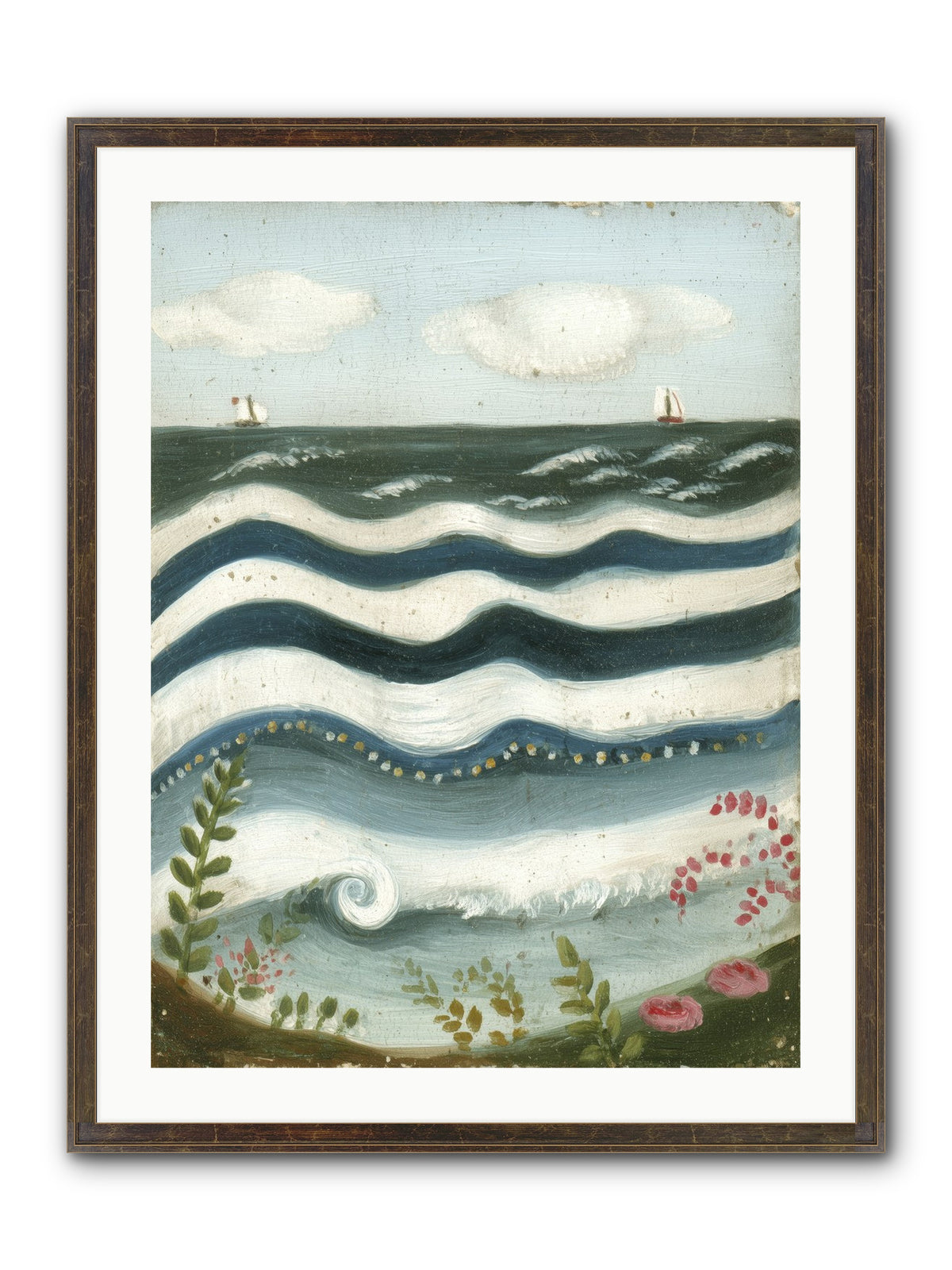 Ocean's Brush Framed Print - Slimwoods Black/Gold 24x32