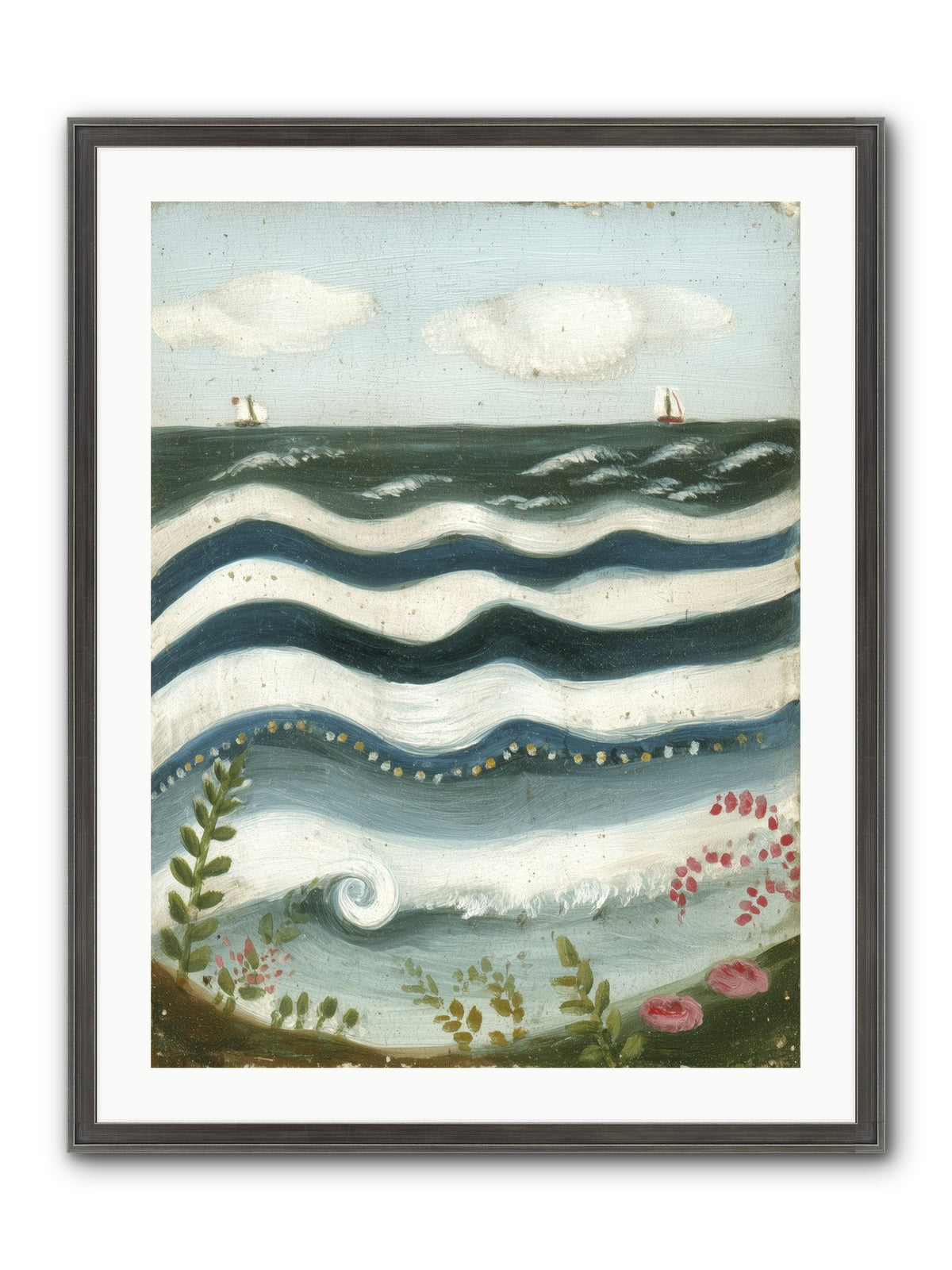 Ocean's Brush Framed Print - Slimwoods Black/Silver 24x32