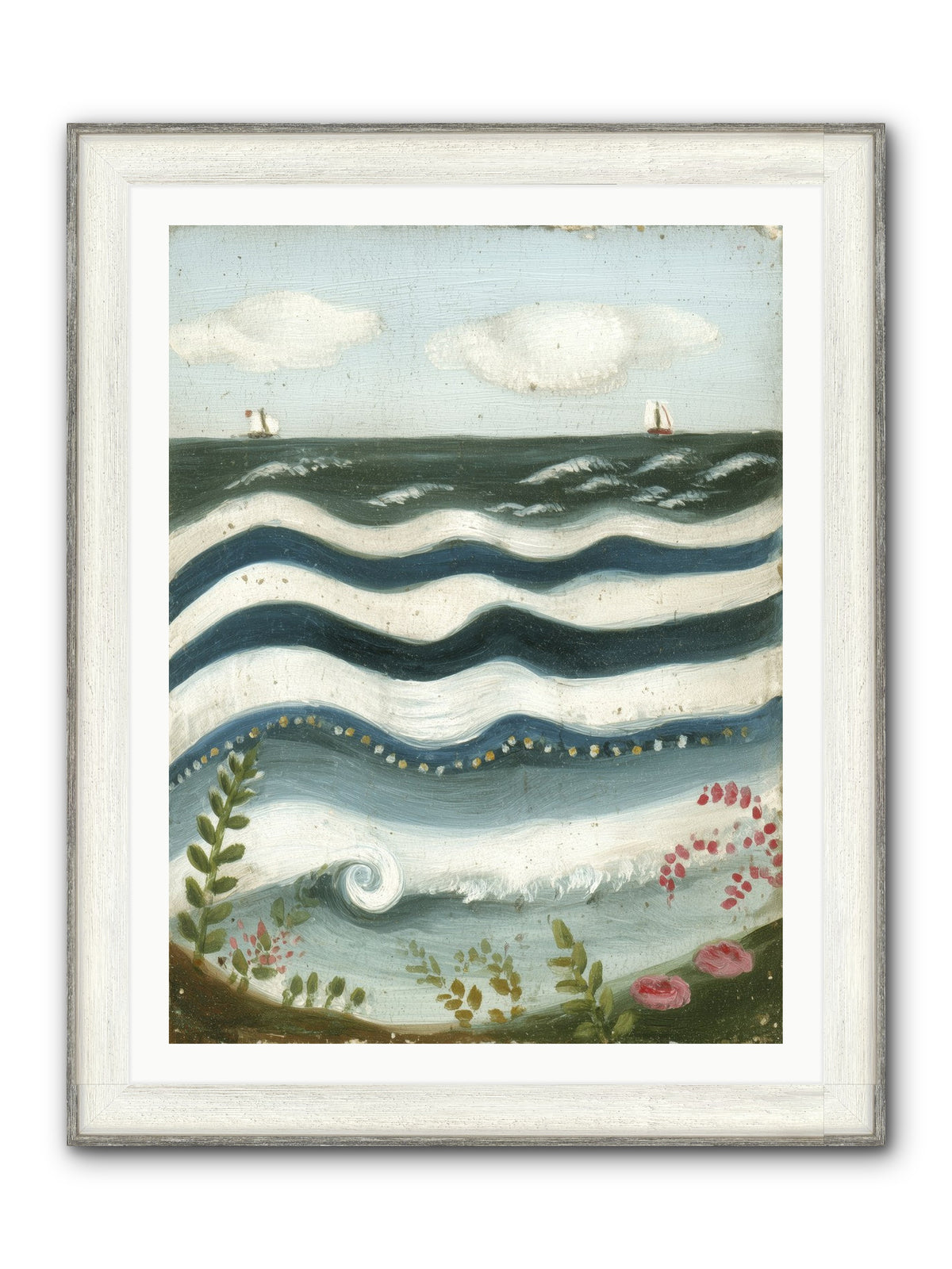 Ocean's Brush Framed Print - Driftwood White 30x40