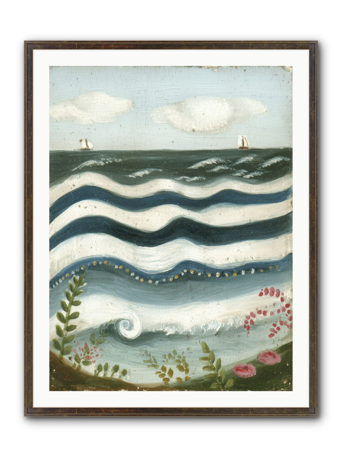 Ocean's Brush Framed Print - Slimwoods Black/Gold 30x40