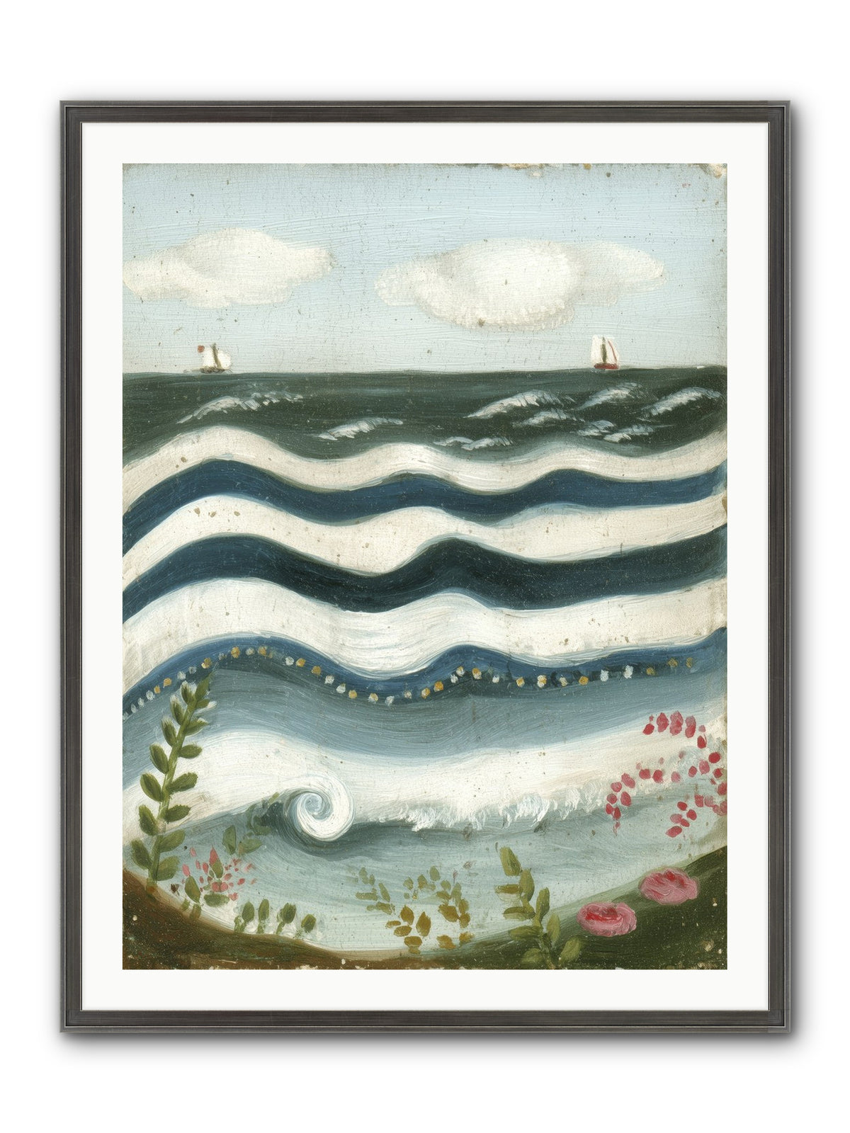 Ocean's Brush Framed Print - Slimwoods Black/Silver 30x40