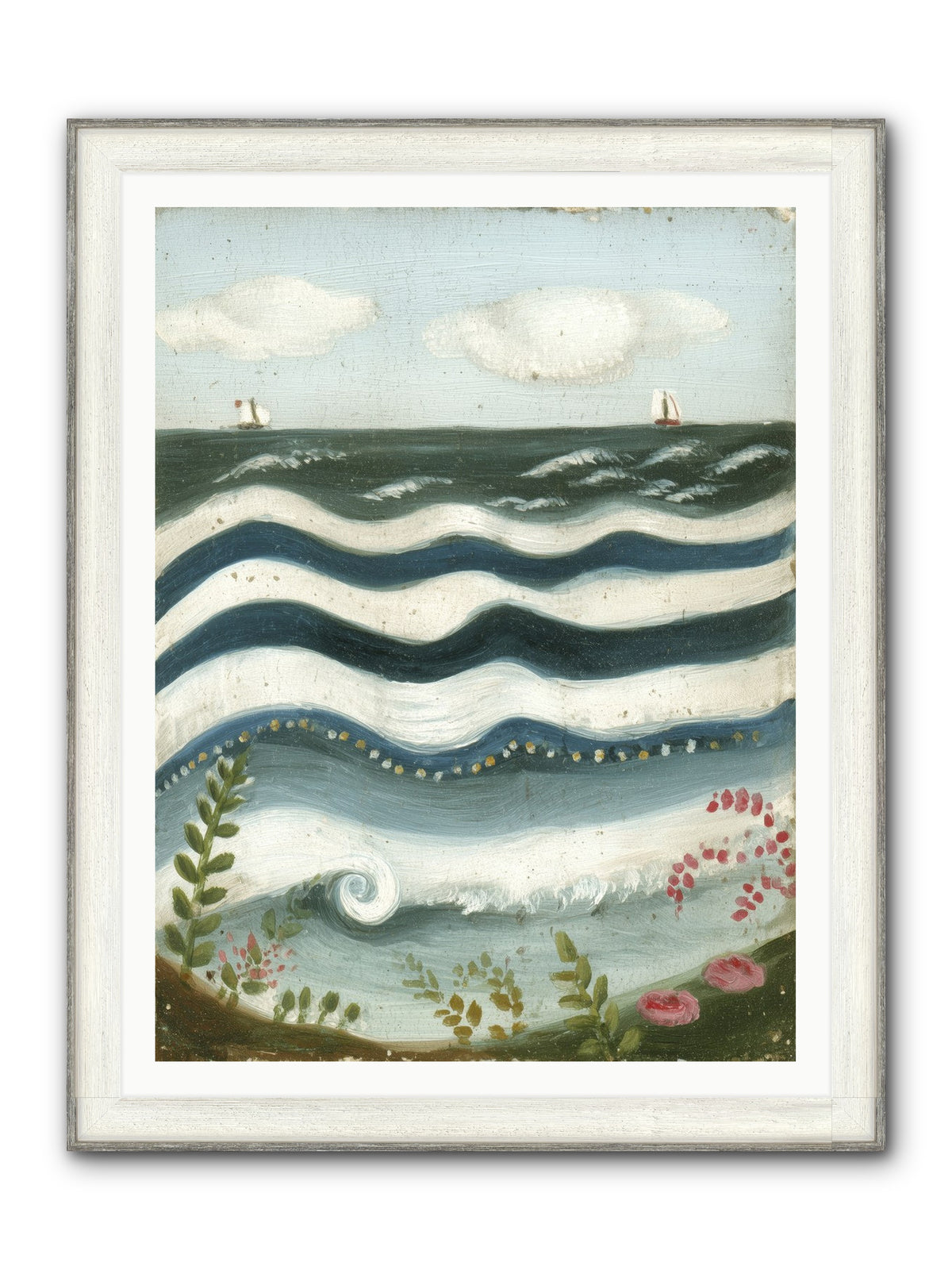 Ocean's Brush Framed Print - Driftwood White 36x48