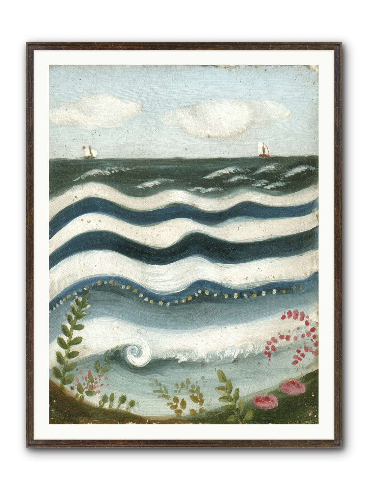 Ocean's Brush Framed Print - Slimwoods Black/Gold 36x48