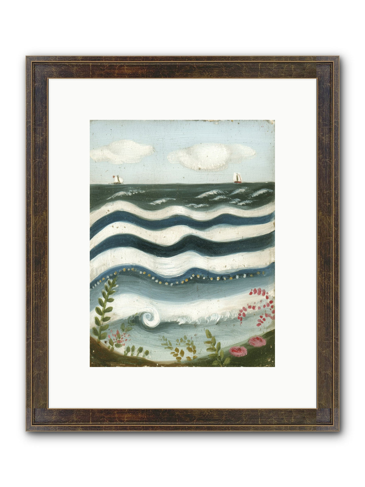 Ocean's Brush Framed Print - Slimwoods Black/Gold 9x12