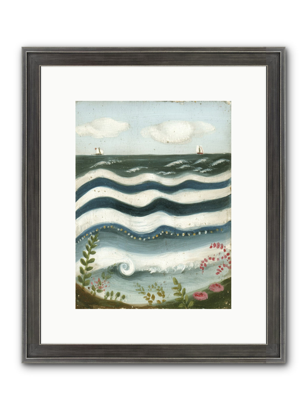 Ocean's Brush Framed Print - Slimwoods Black/Silver 9x12