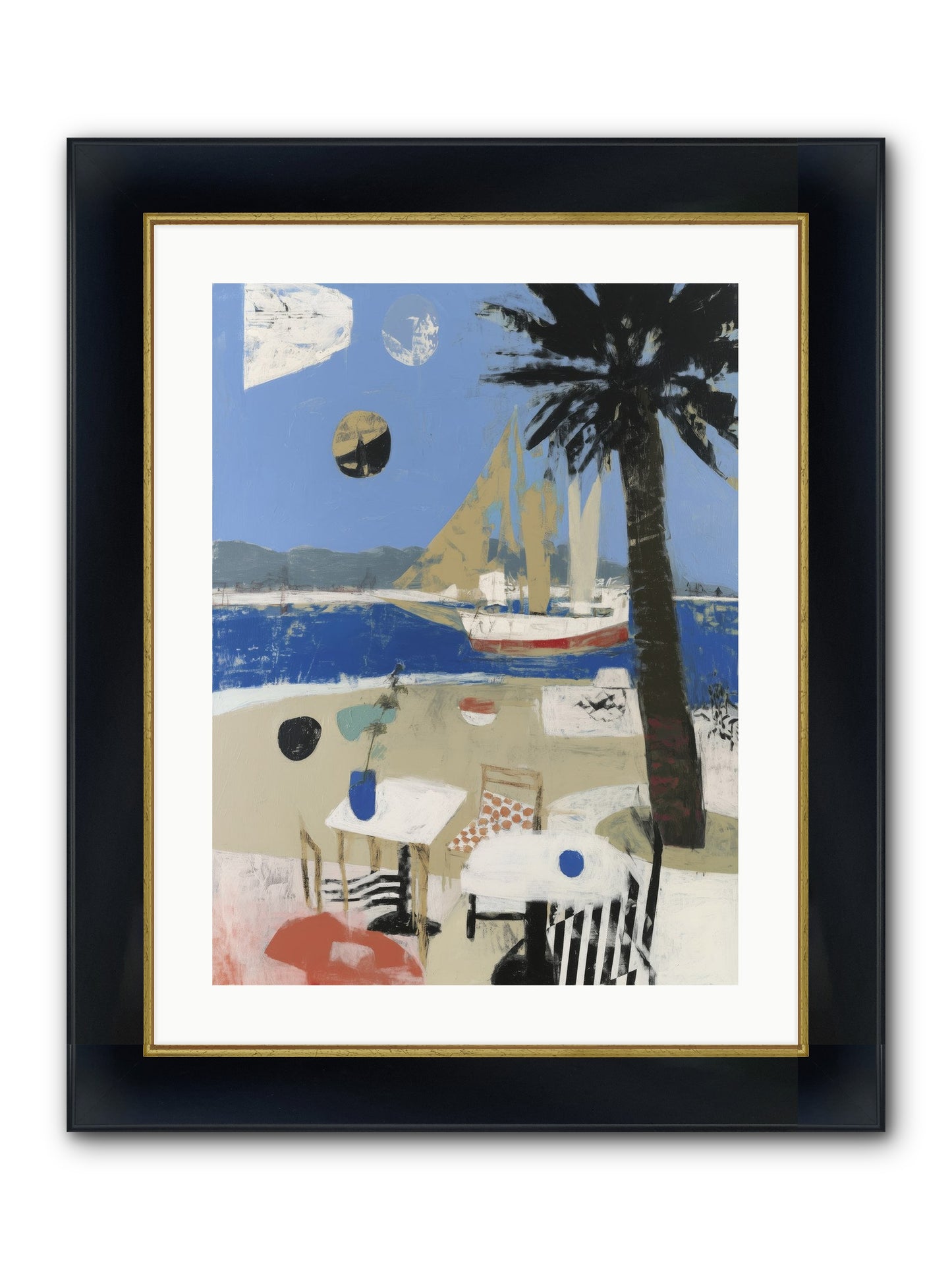 Ocean's Canvas Framed Print - Wide Black w/Gold 18x24