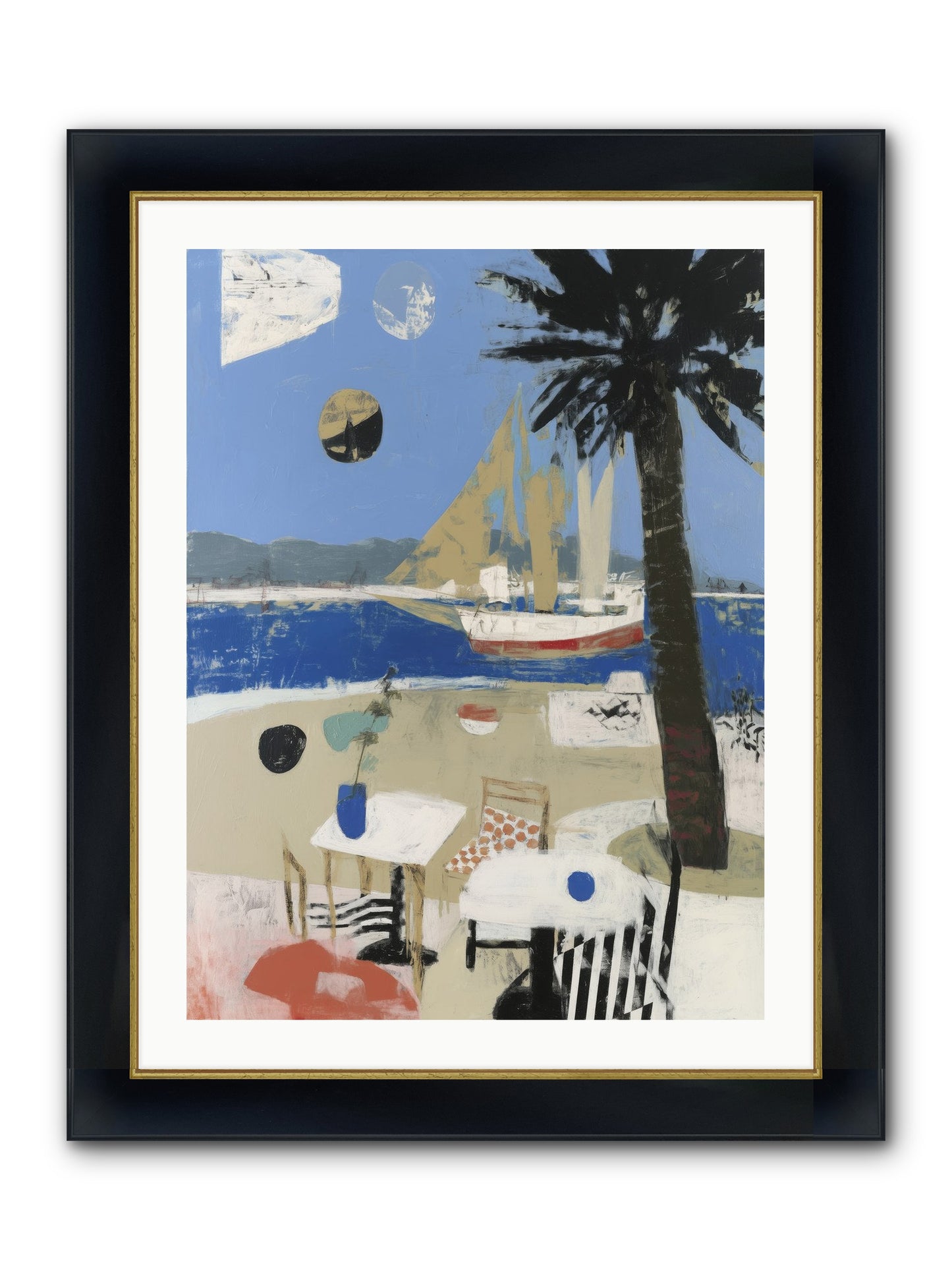 Ocean's Canvas Framed Print - Wide Black w/Gold 24x32