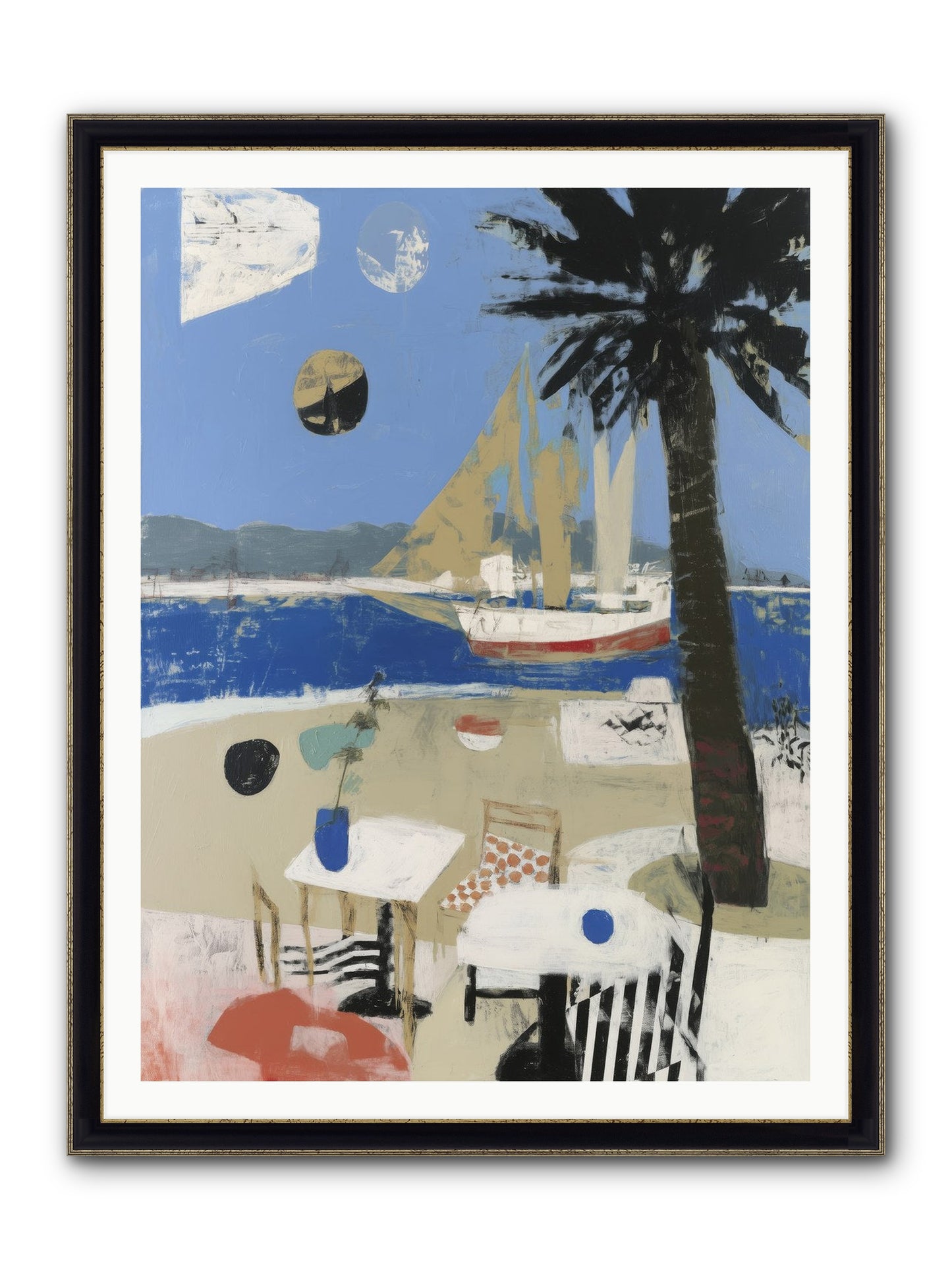 Ocean's Canvas Framed Print - Black & Gold 36x48