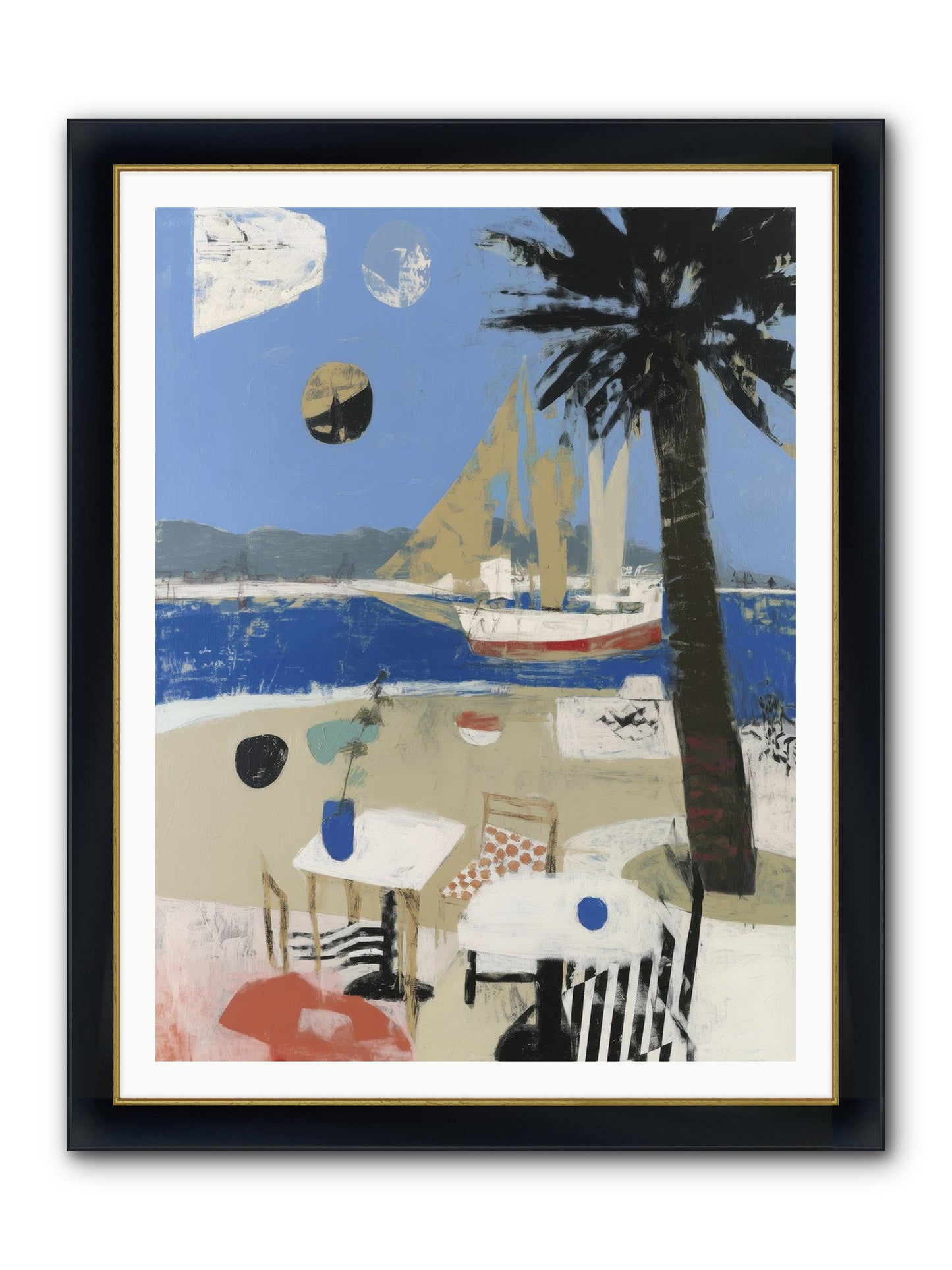 Ocean's Canvas Framed Print - Wide Black w/Gold 36x48