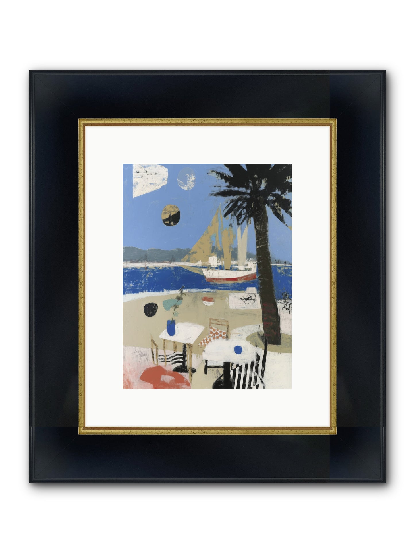 Ocean's Canvas Framed Print - Wide Black w/Gold 9x12