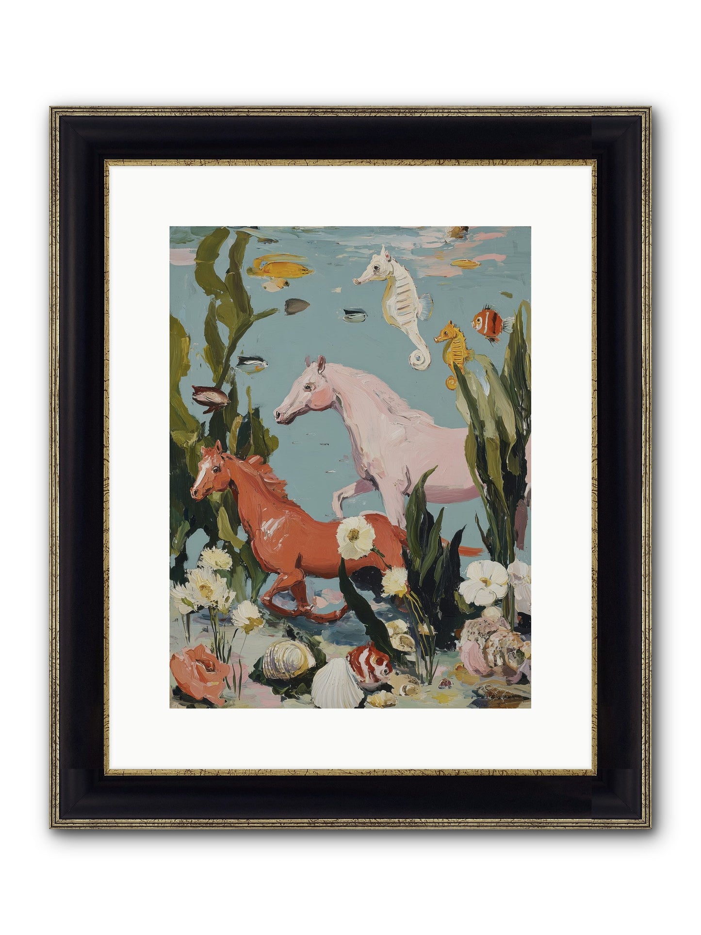 Ocean's Cavalry Framed Print - Black & Gold 12x16
