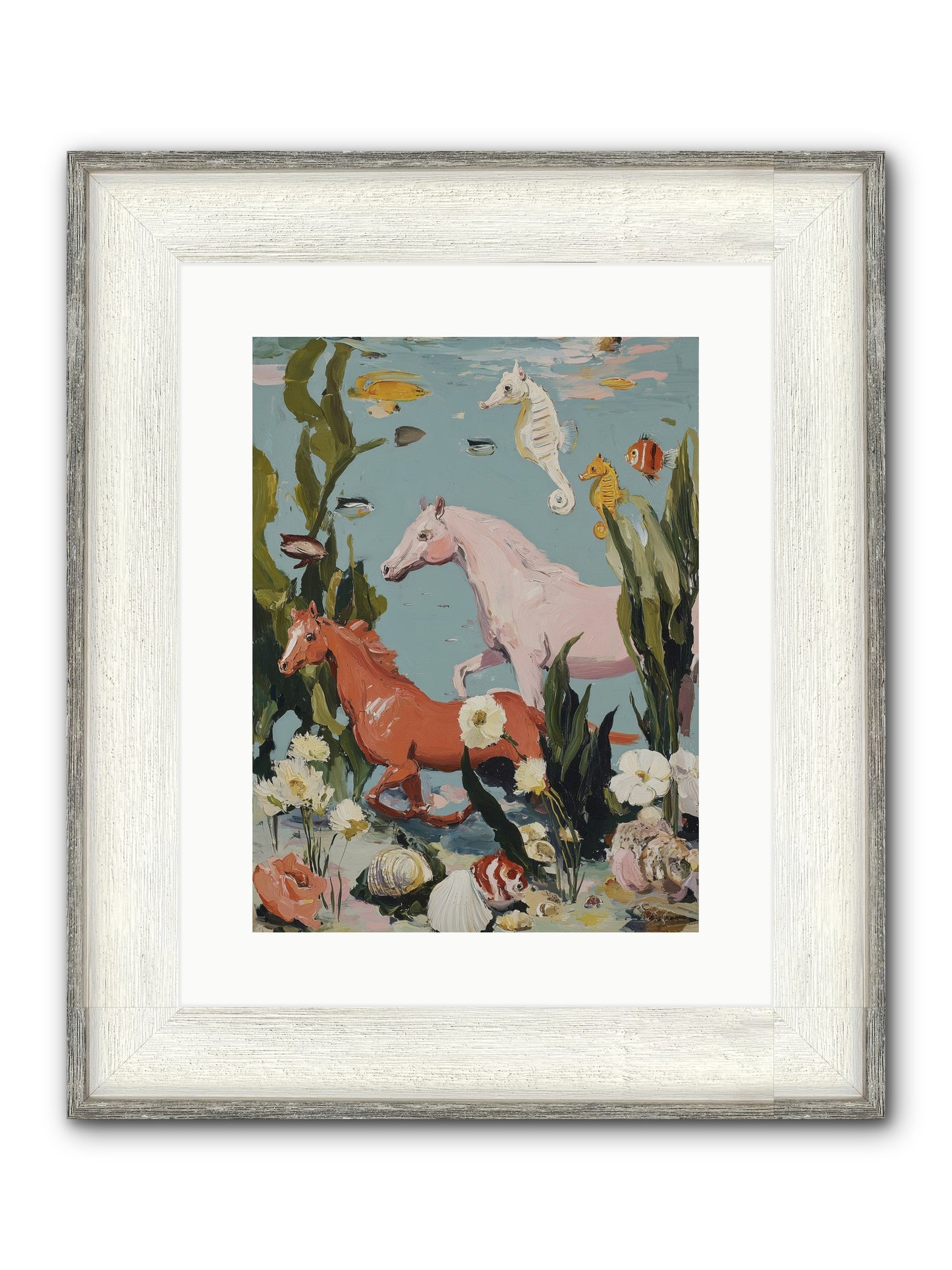 Ocean's Cavalry Framed Print - Driftwood White 12x16