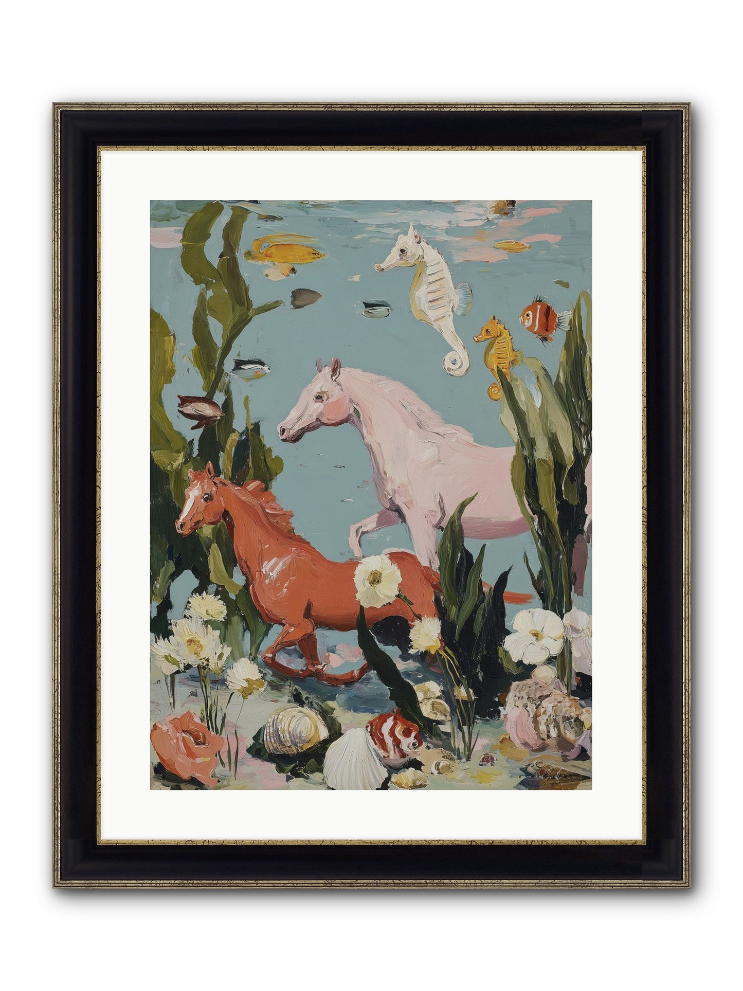 Ocean's Cavalry Framed Print - Black & Gold 18x24
