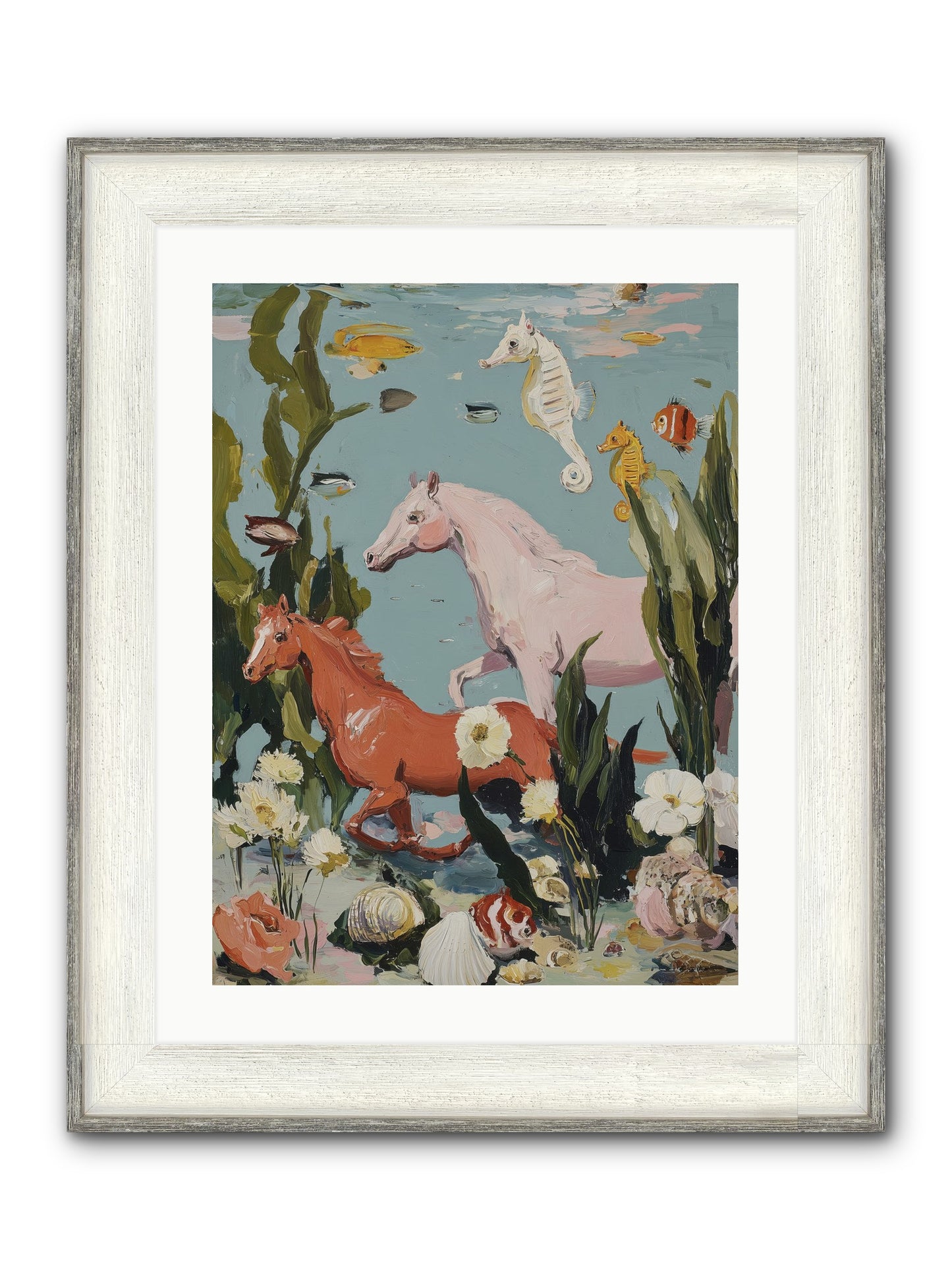 Ocean's Cavalry Framed Print - Driftwood White 18x24