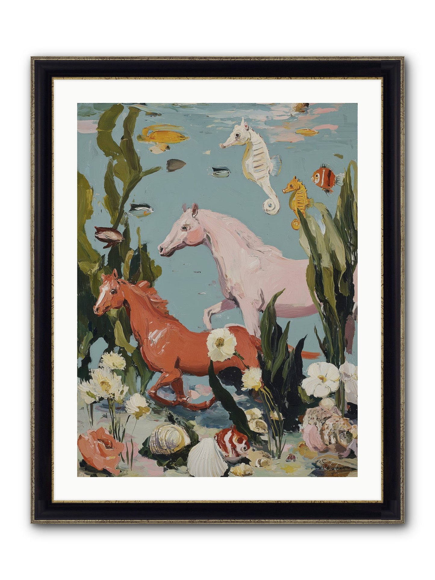 Ocean's Cavalry Framed Print - Black & Gold 24x32