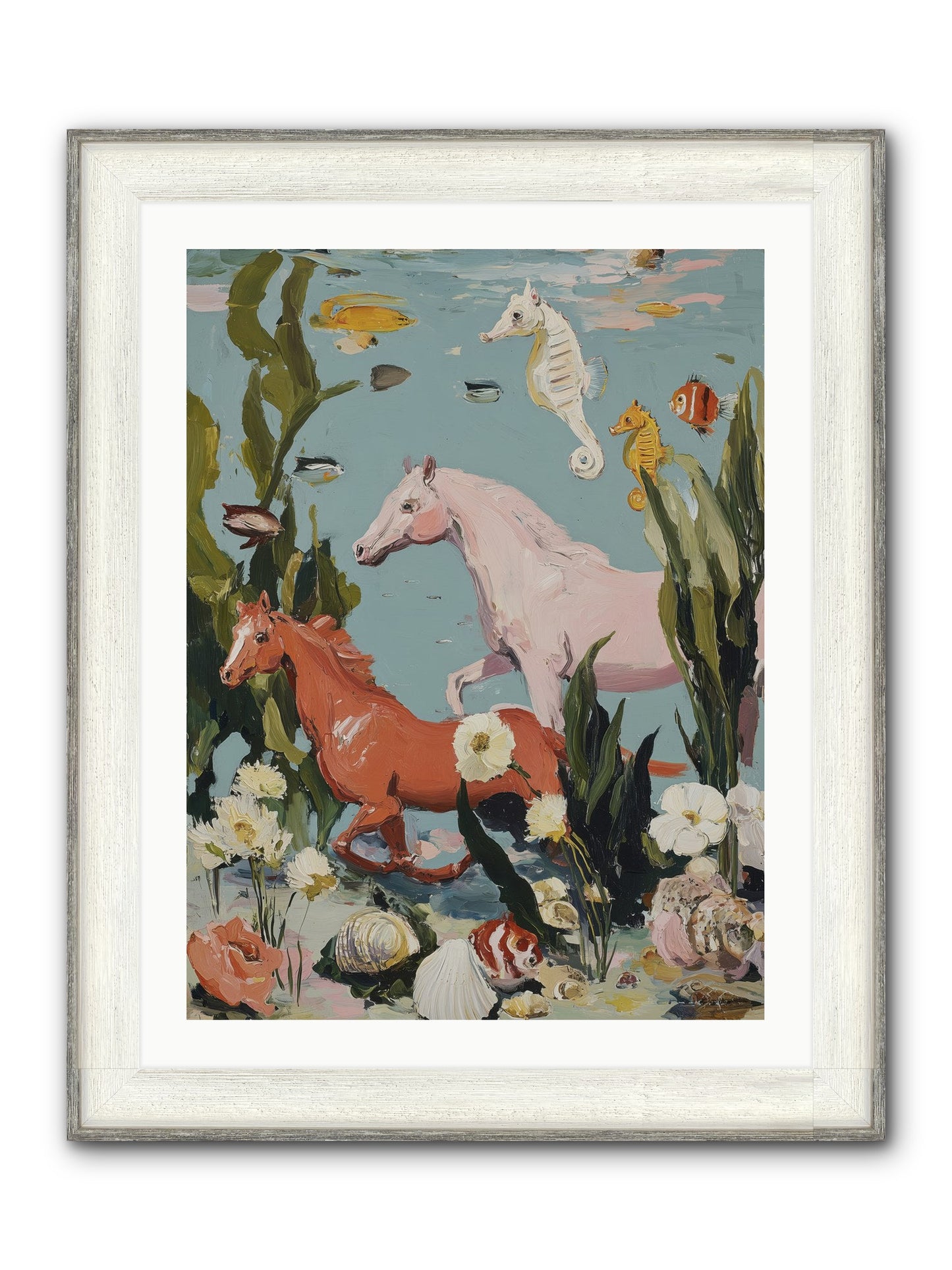 Ocean's Cavalry Framed Print - Driftwood White 24x32