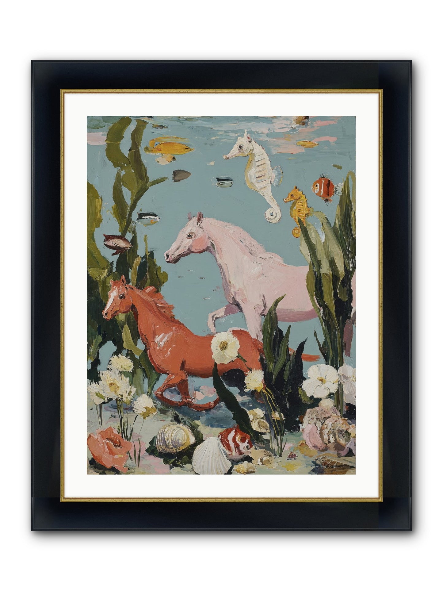 Ocean's Cavalry Framed Print - Wide Black w/Gold 24x32
