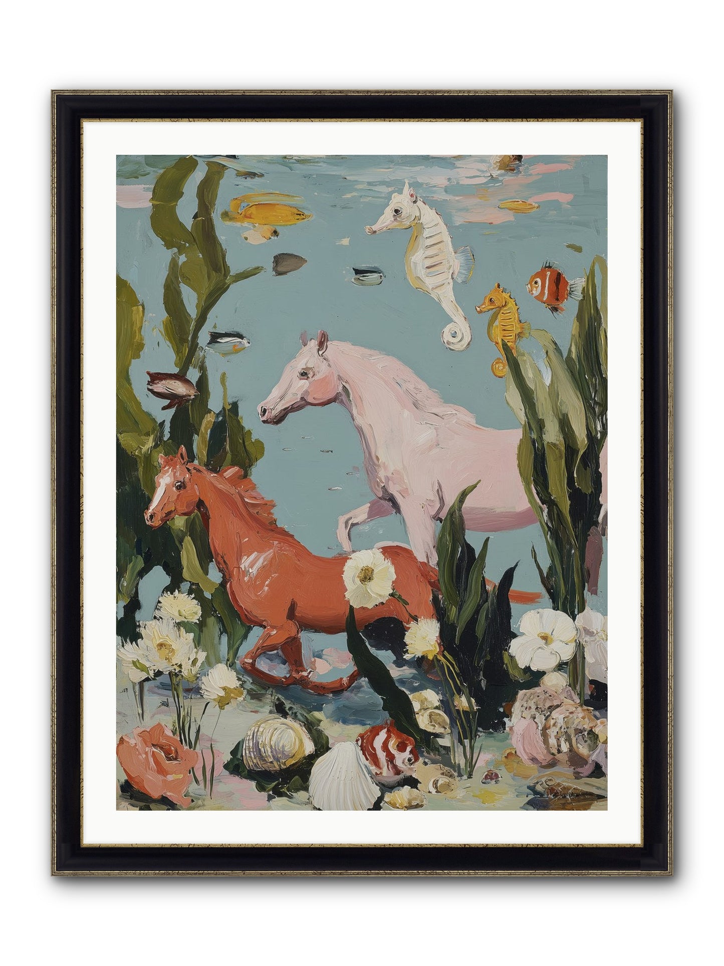 Ocean's Cavalry Framed Print - Black & Gold 30x40
