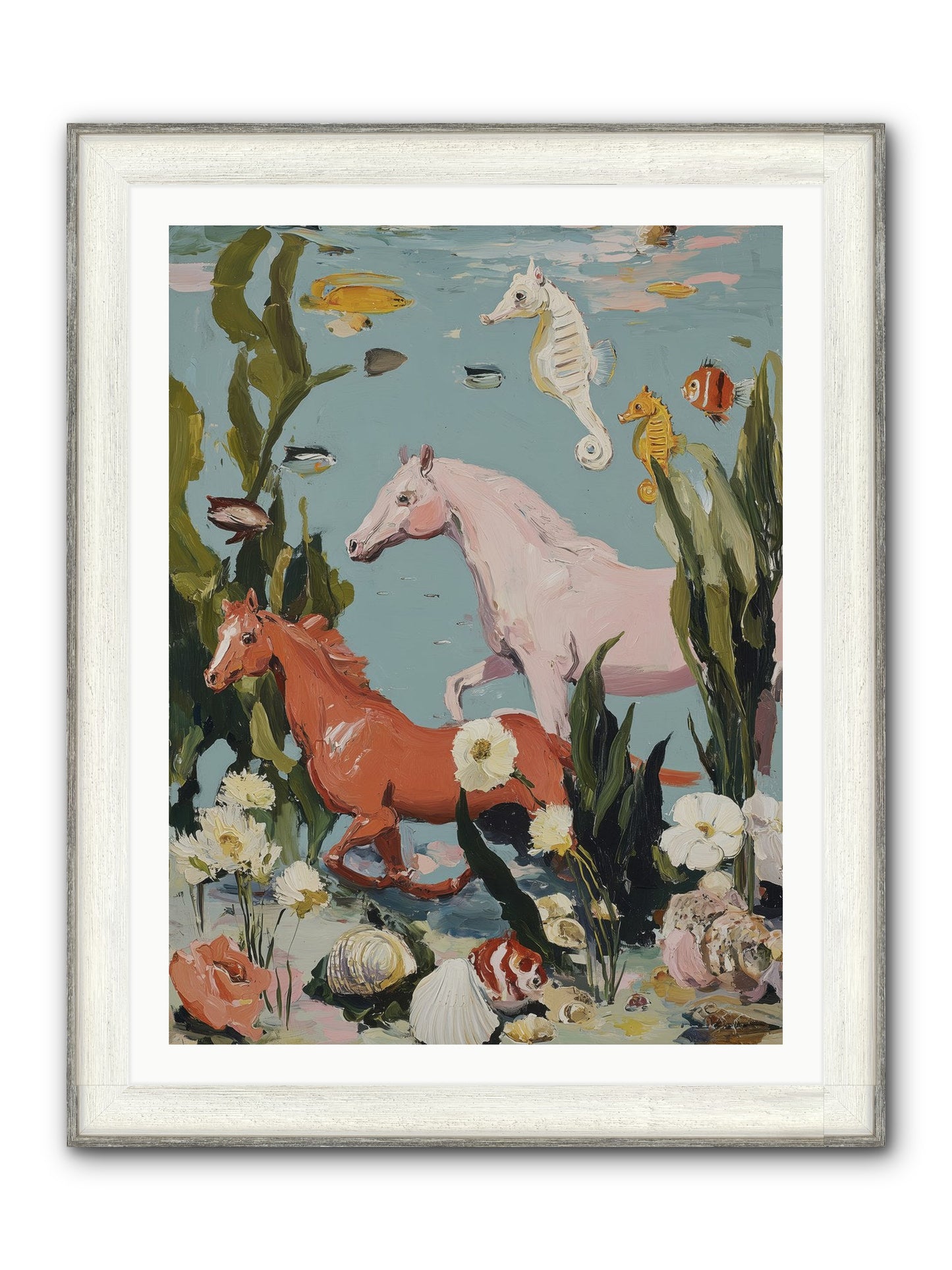 Ocean's Cavalry Framed Print - Driftwood White 30x40