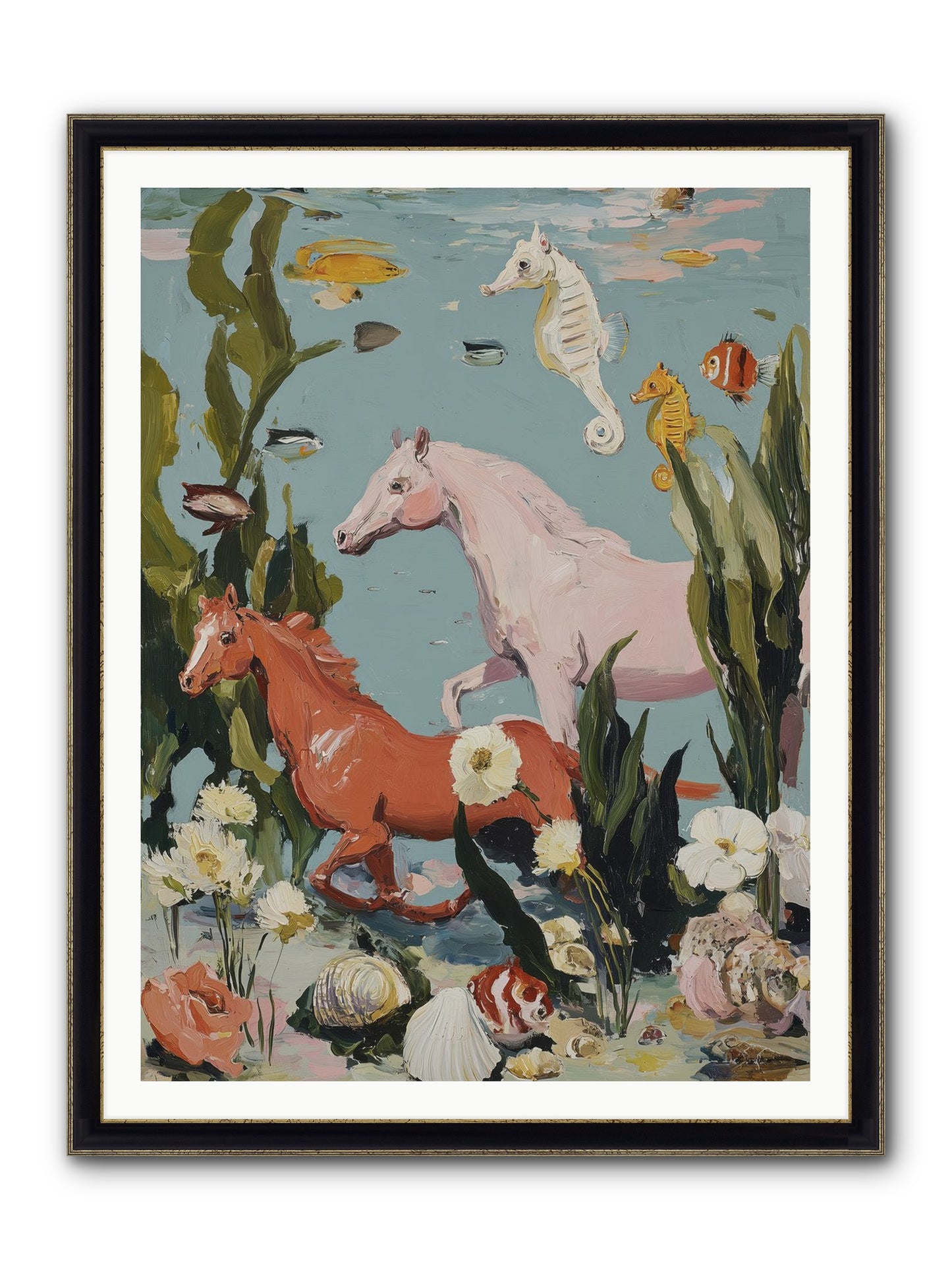 Ocean's Cavalry Framed Print - Black & Gold 36x48