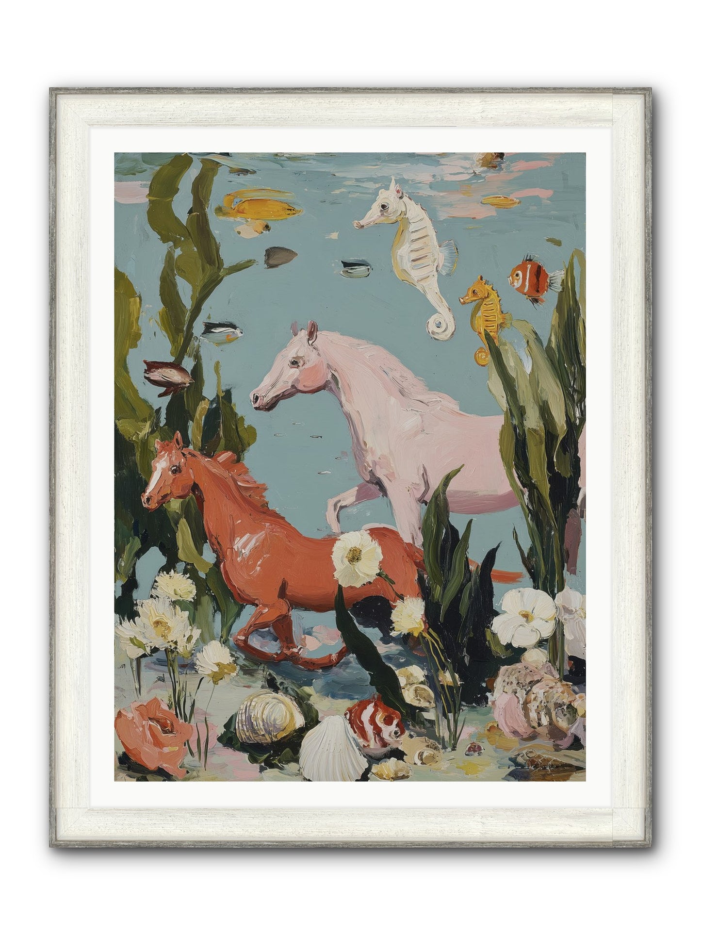 Ocean's Cavalry Framed Print - Driftwood White 36x48