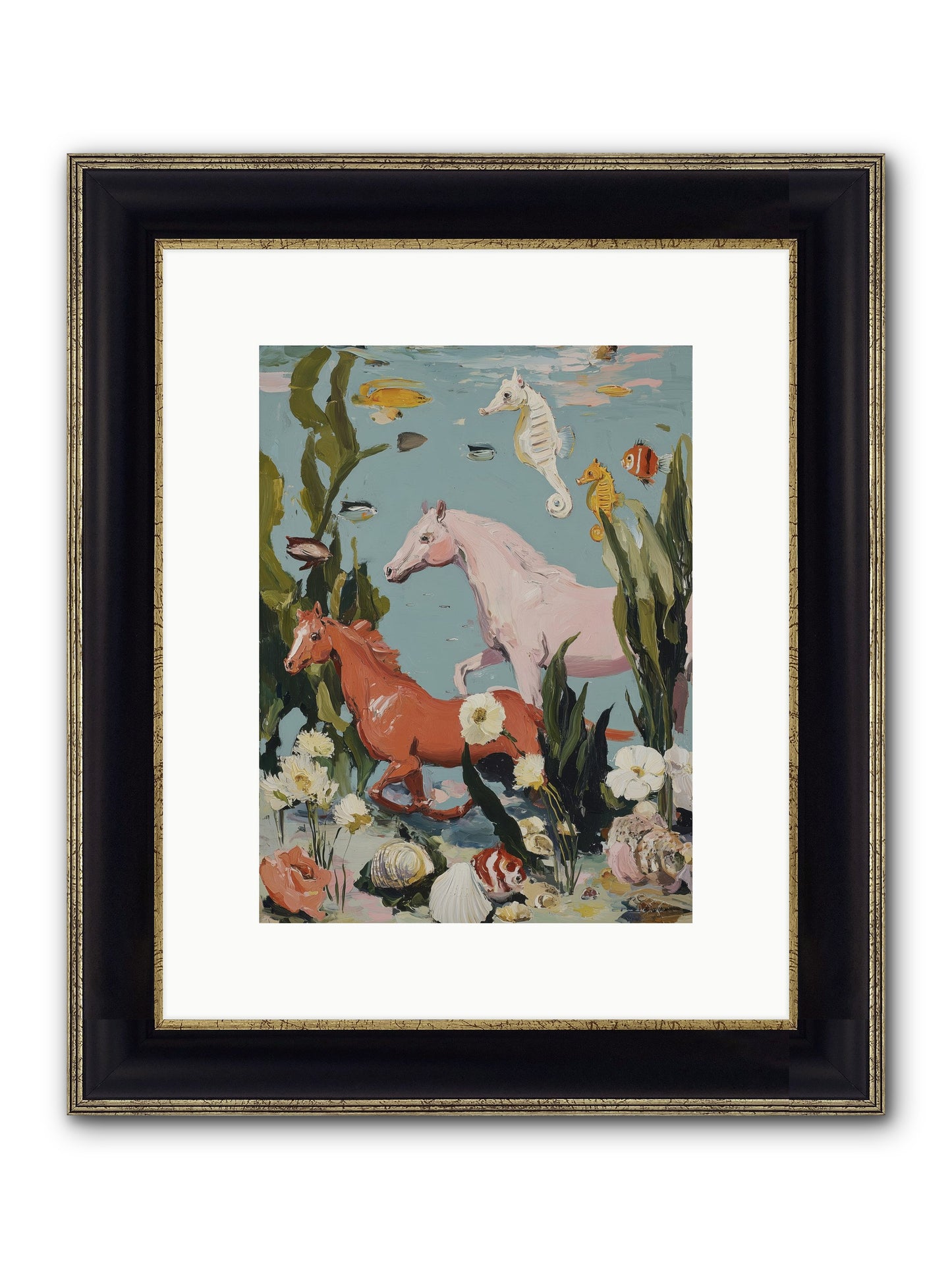 Ocean's Cavalry Framed Print - Black & Gold 9x12