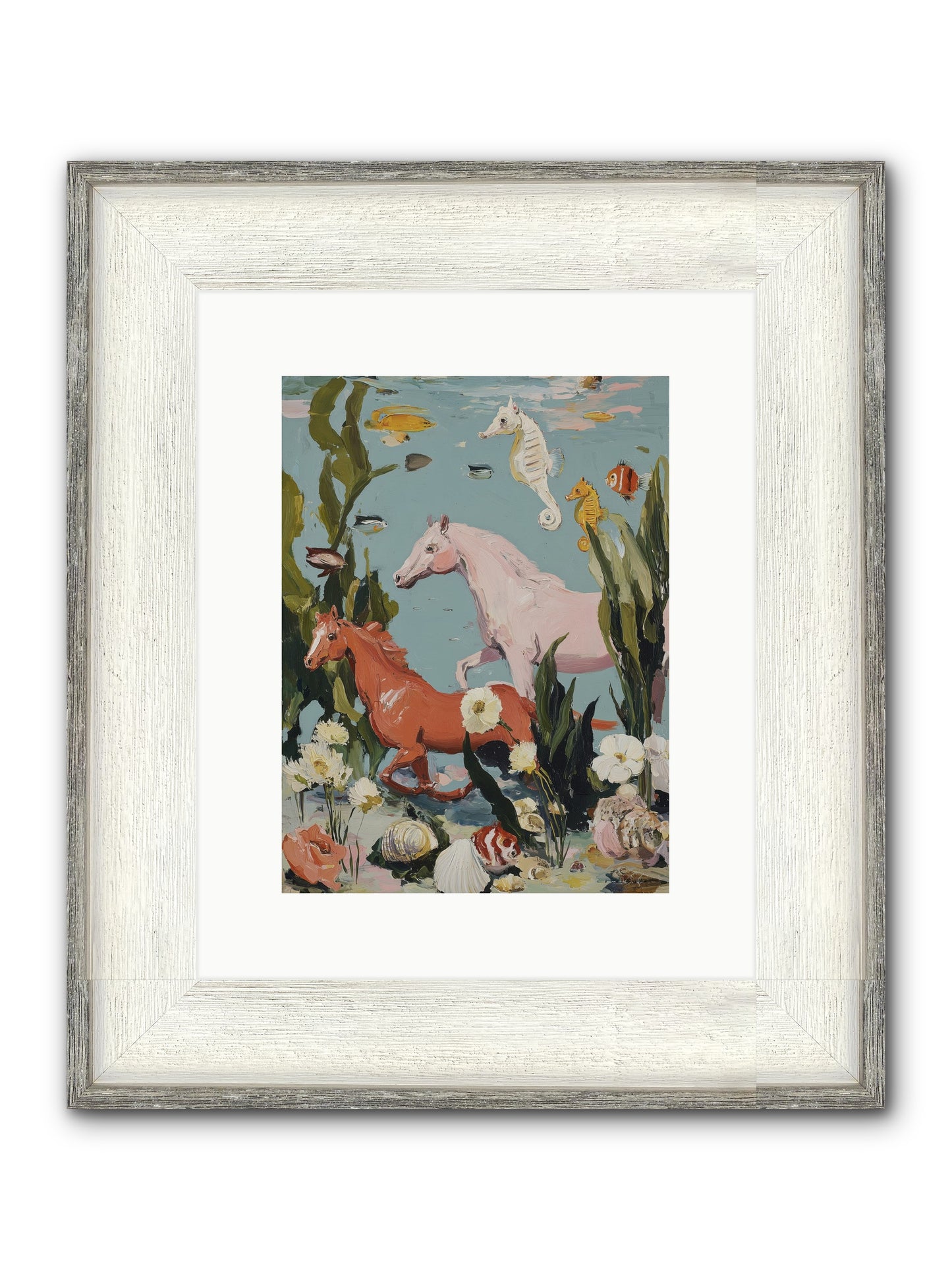 Ocean's Cavalry Framed Print - Driftwood White 9x12