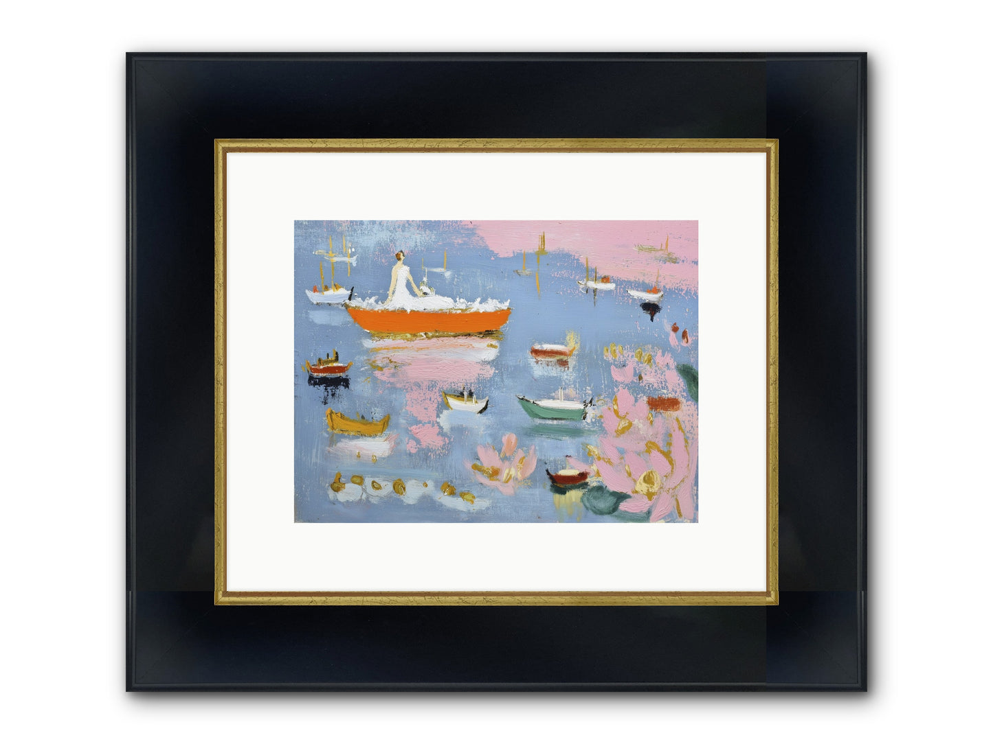 Ocean's Lullaby Framed Print - Wide Black w/Gold 12x9