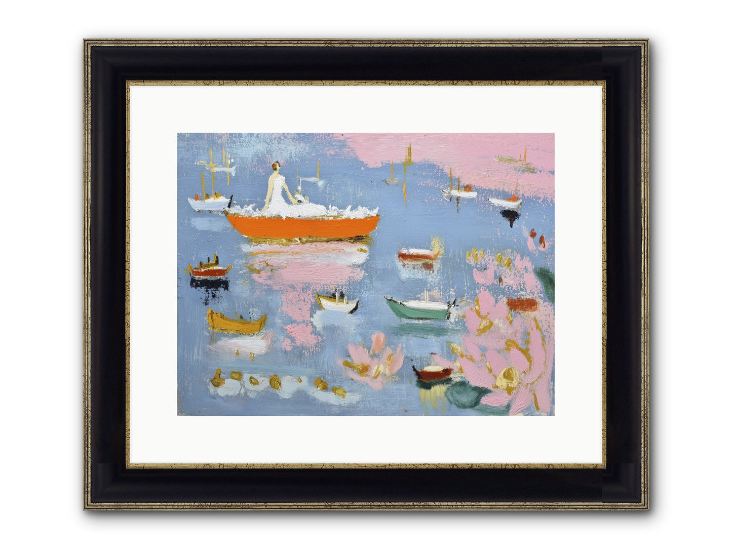 Ocean's Lullaby Framed Print - Black & Gold 16x12