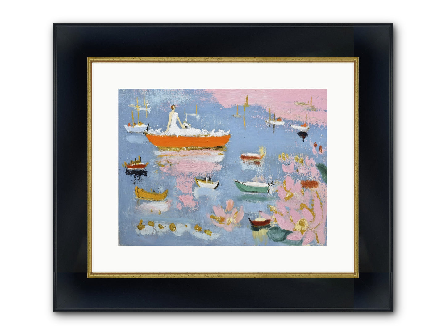 Ocean's Lullaby Framed Print - Wide Black w/Gold 16x12