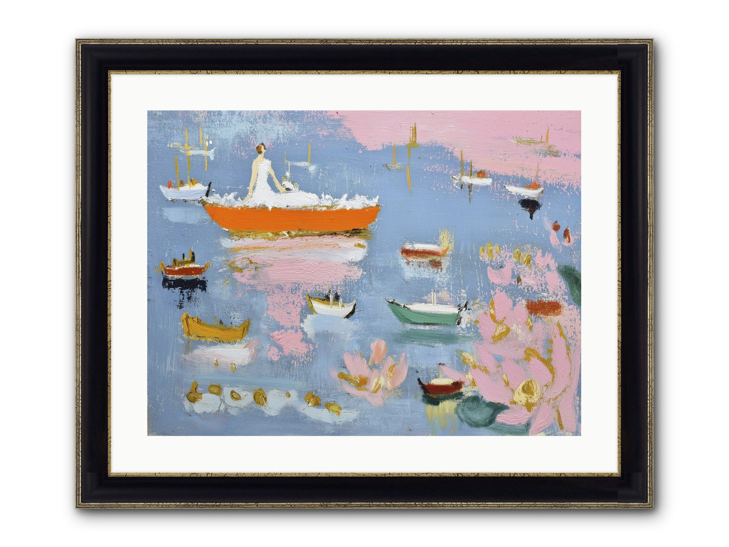 Ocean's Lullaby Framed Print - Black & Gold 24x18