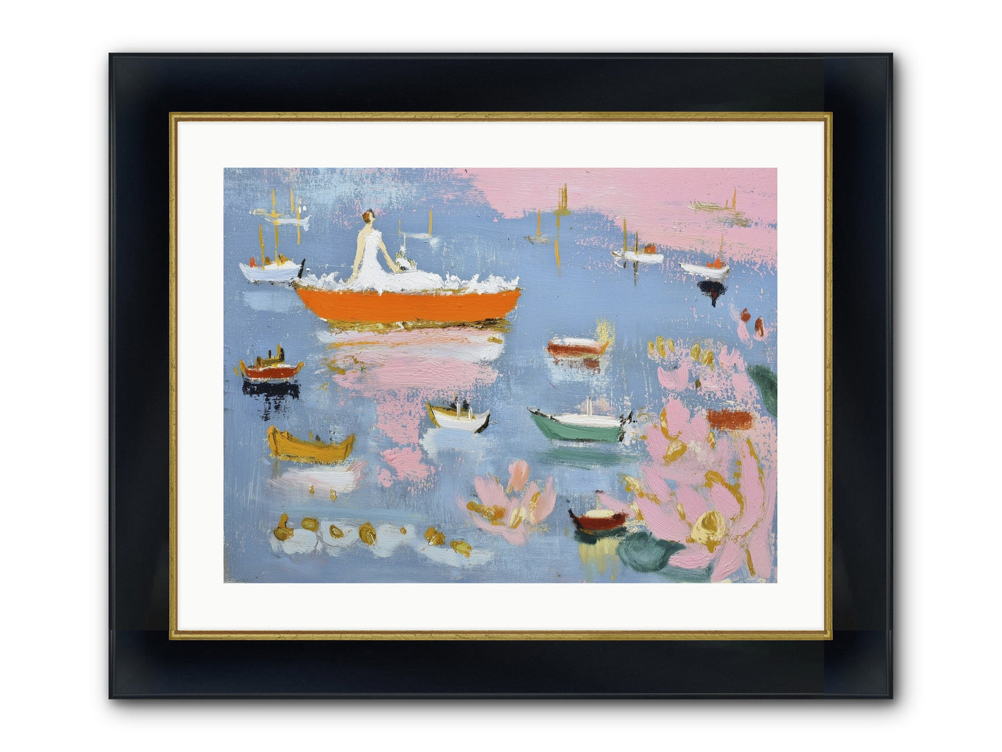 Ocean's Lullaby Framed Print - Wide Black w/Gold 24x18