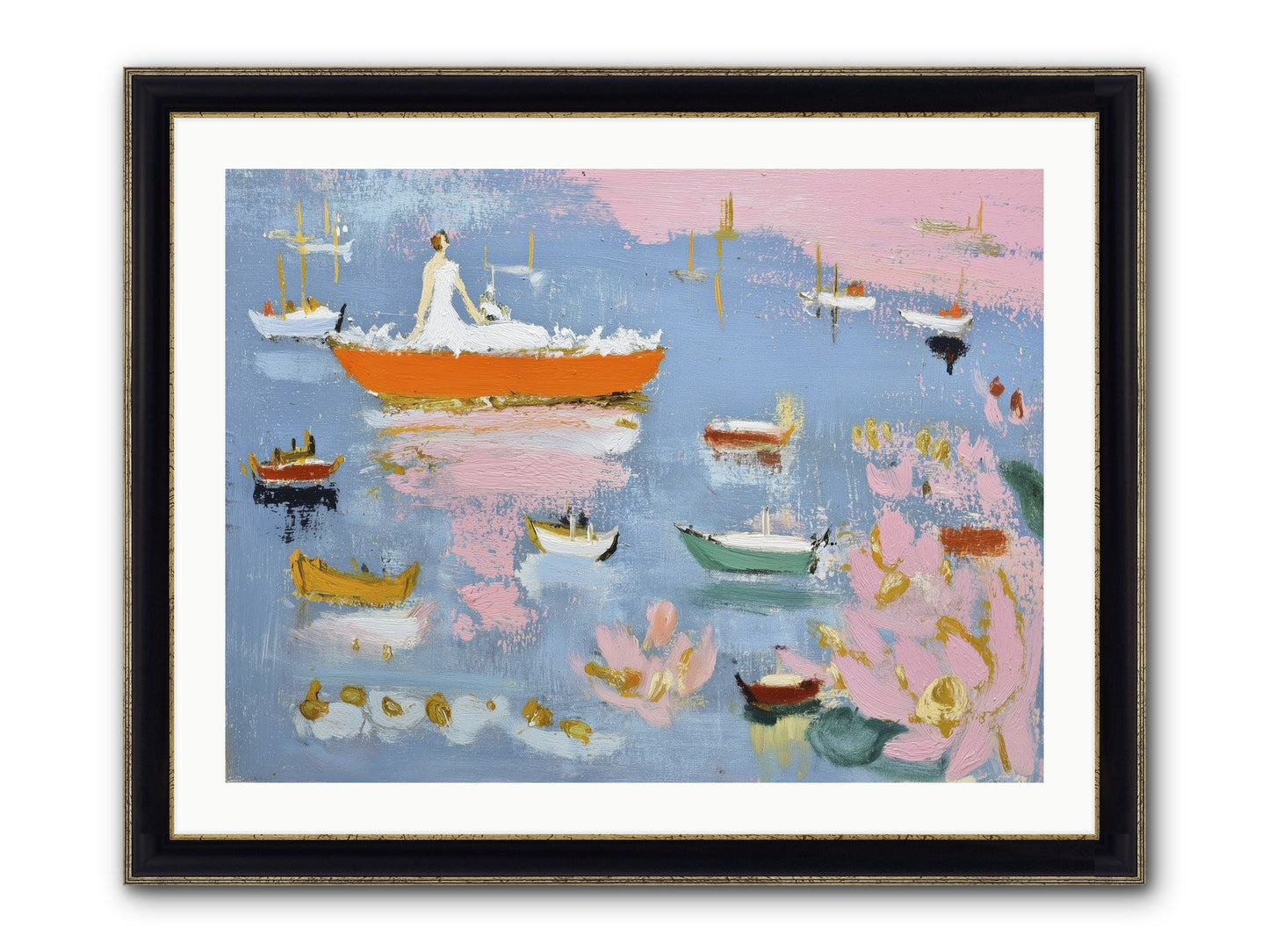 Ocean's Lullaby Framed Print - Black & Gold 32x24