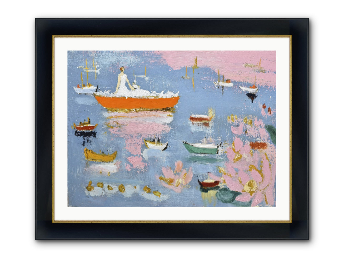 Ocean's Lullaby Framed Print - Wide Black w/Gold 32x24