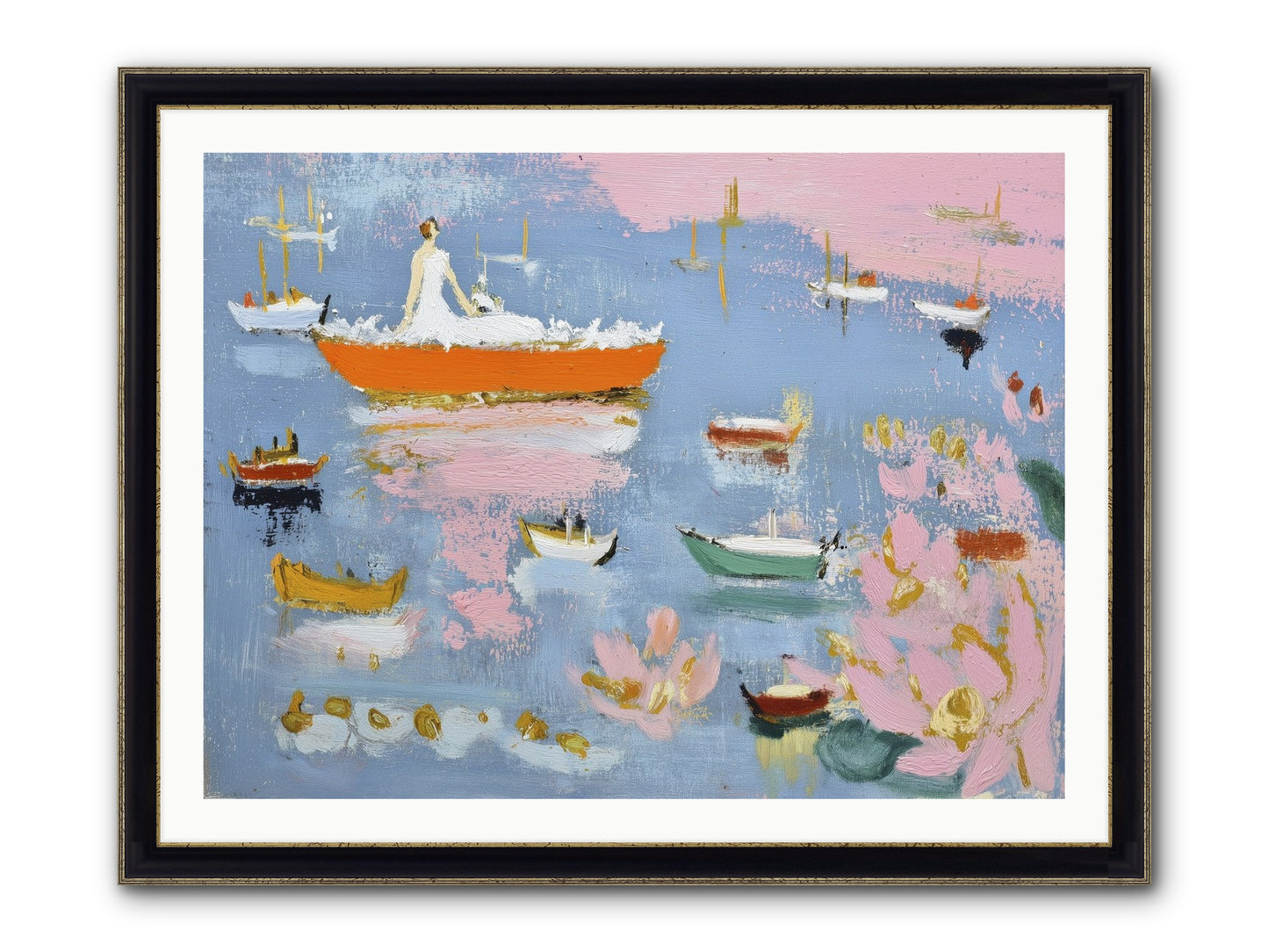 Ocean's Lullaby Framed Print - Black & Gold 40x30
