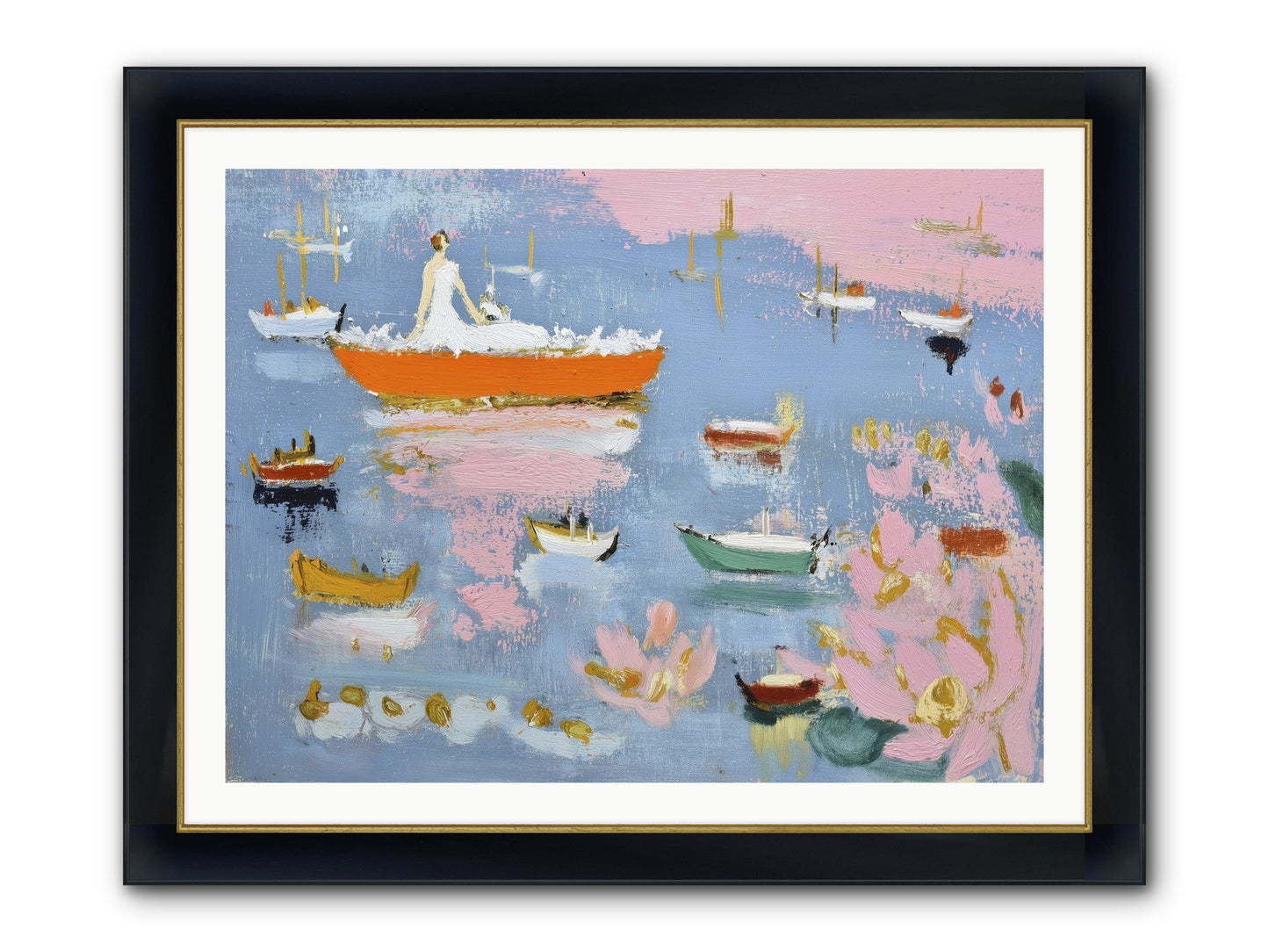 Ocean's Lullaby Framed Print - Wide Black w/Gold 40x30