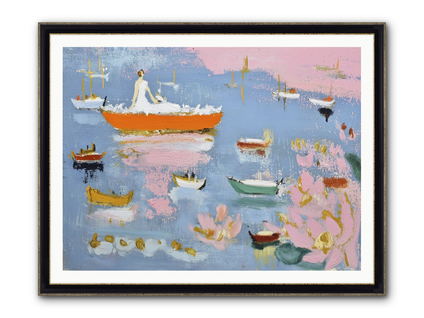 Ocean's Lullaby Framed Print - Black & Gold 48x36