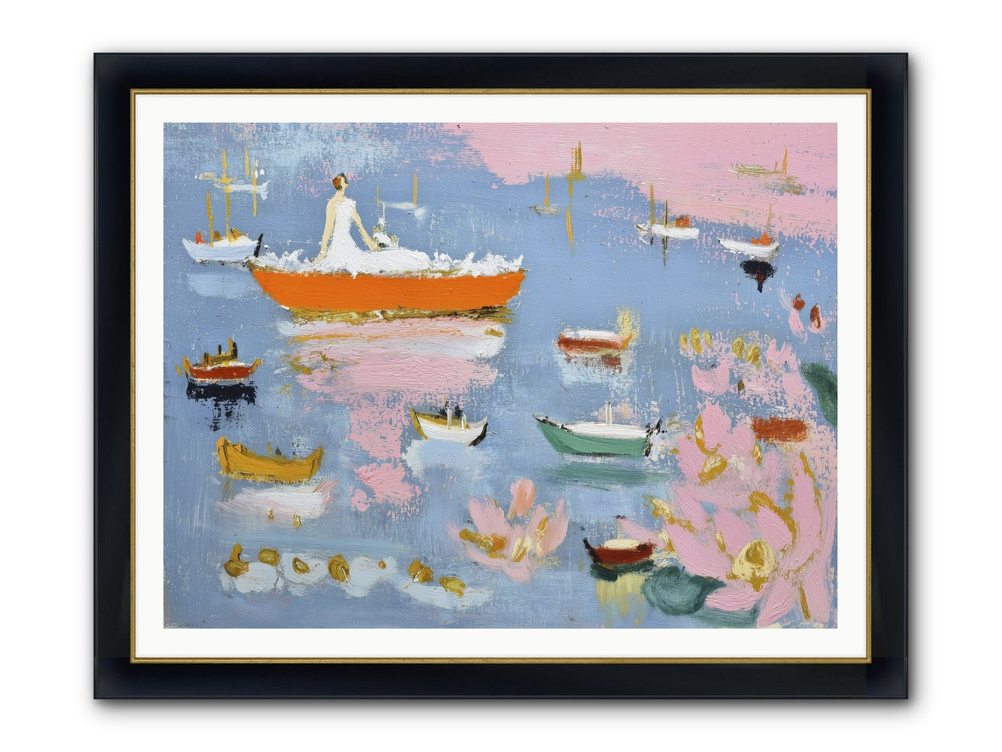 Ocean's Lullaby Framed Print - Wide Black w/Gold 48x36