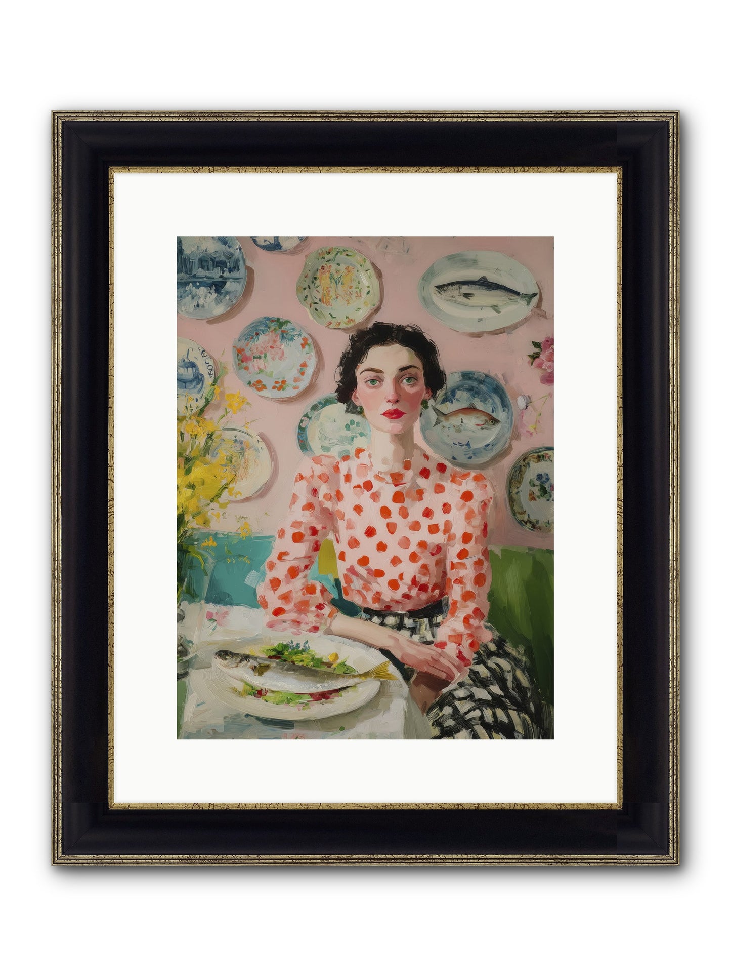 Ocean To Table Framed Print - Black & Gold 12x16