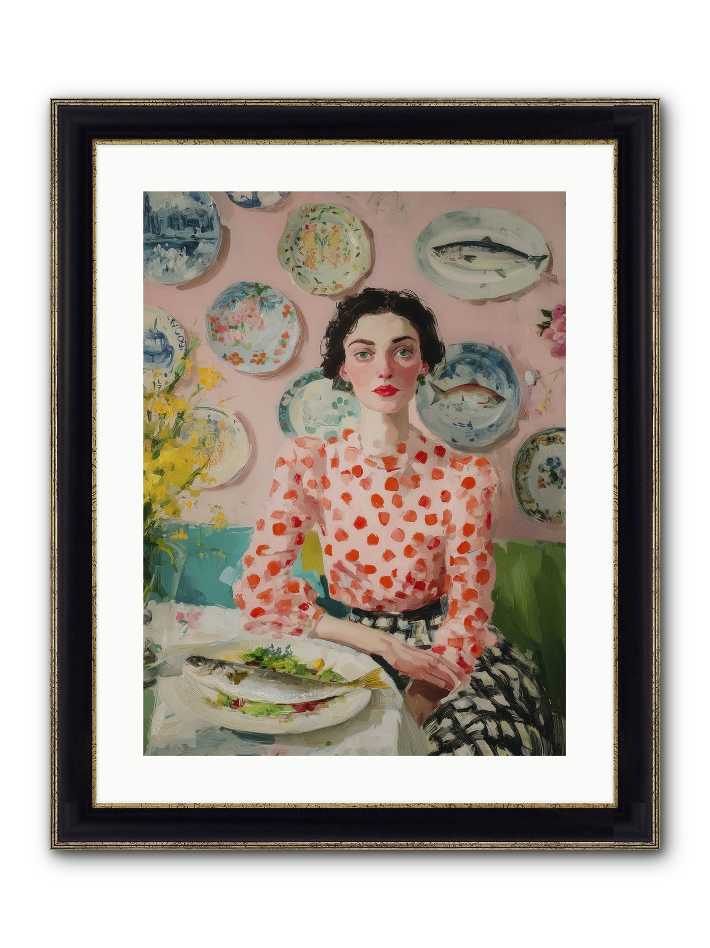 Ocean To Table Framed Print - Black & Gold 18x24