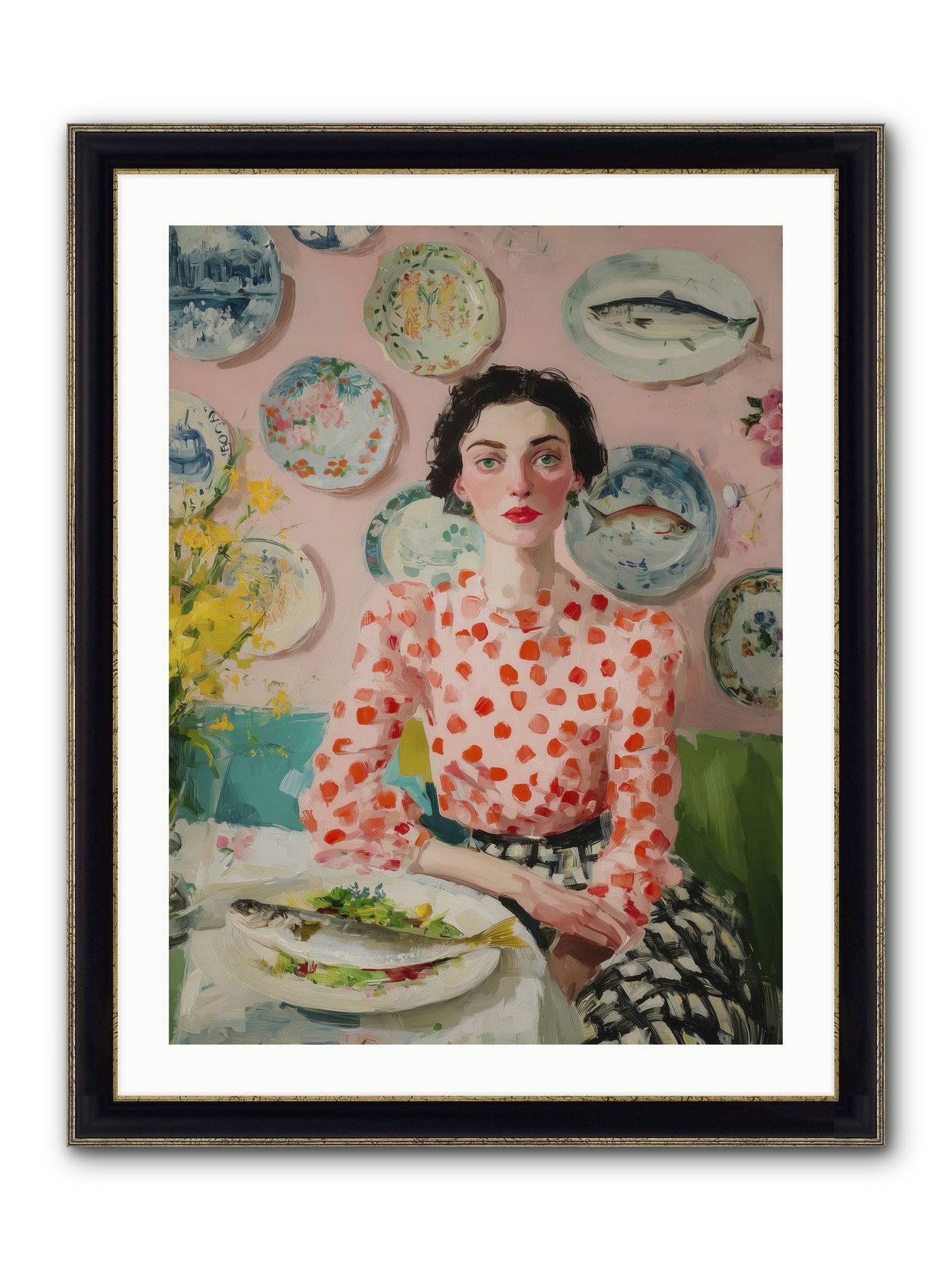 Ocean To Table Framed Print - Black & Gold 24x32