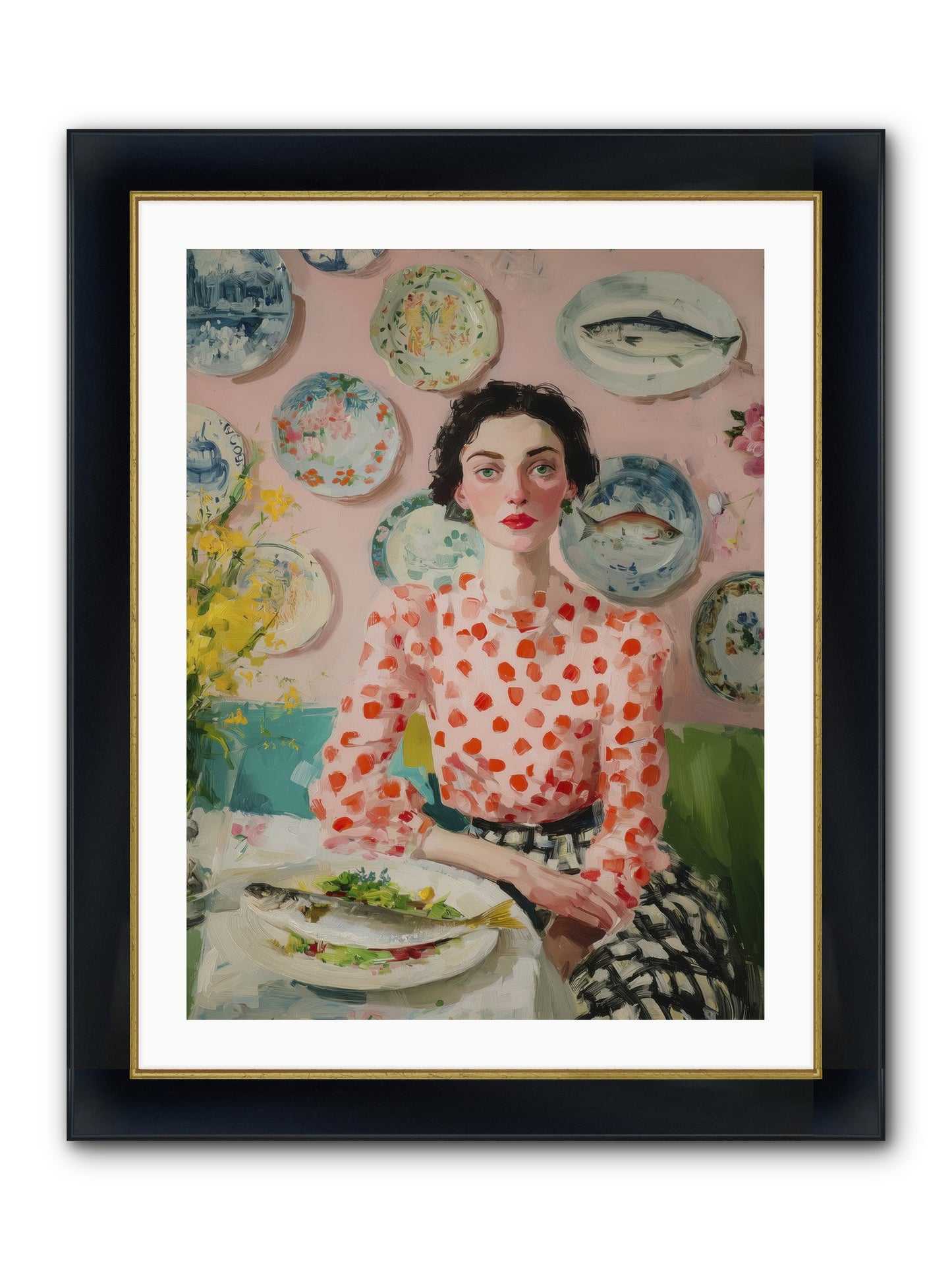 Ocean To Table Framed Print - Wide Black w/Gold 24x32