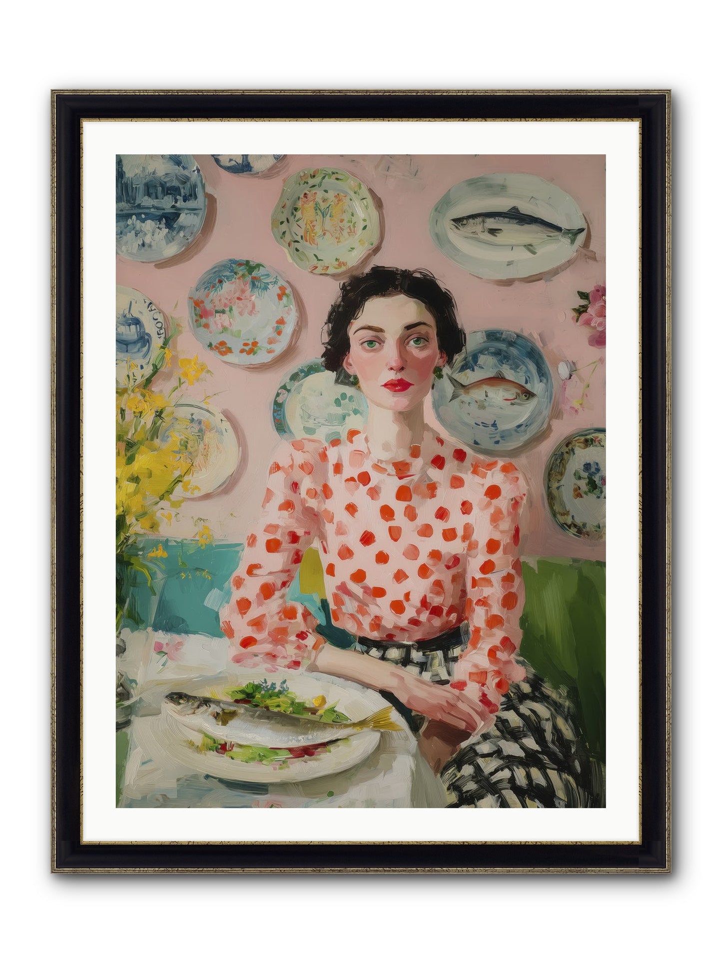 Ocean To Table Framed Print - Black & Gold 30x40