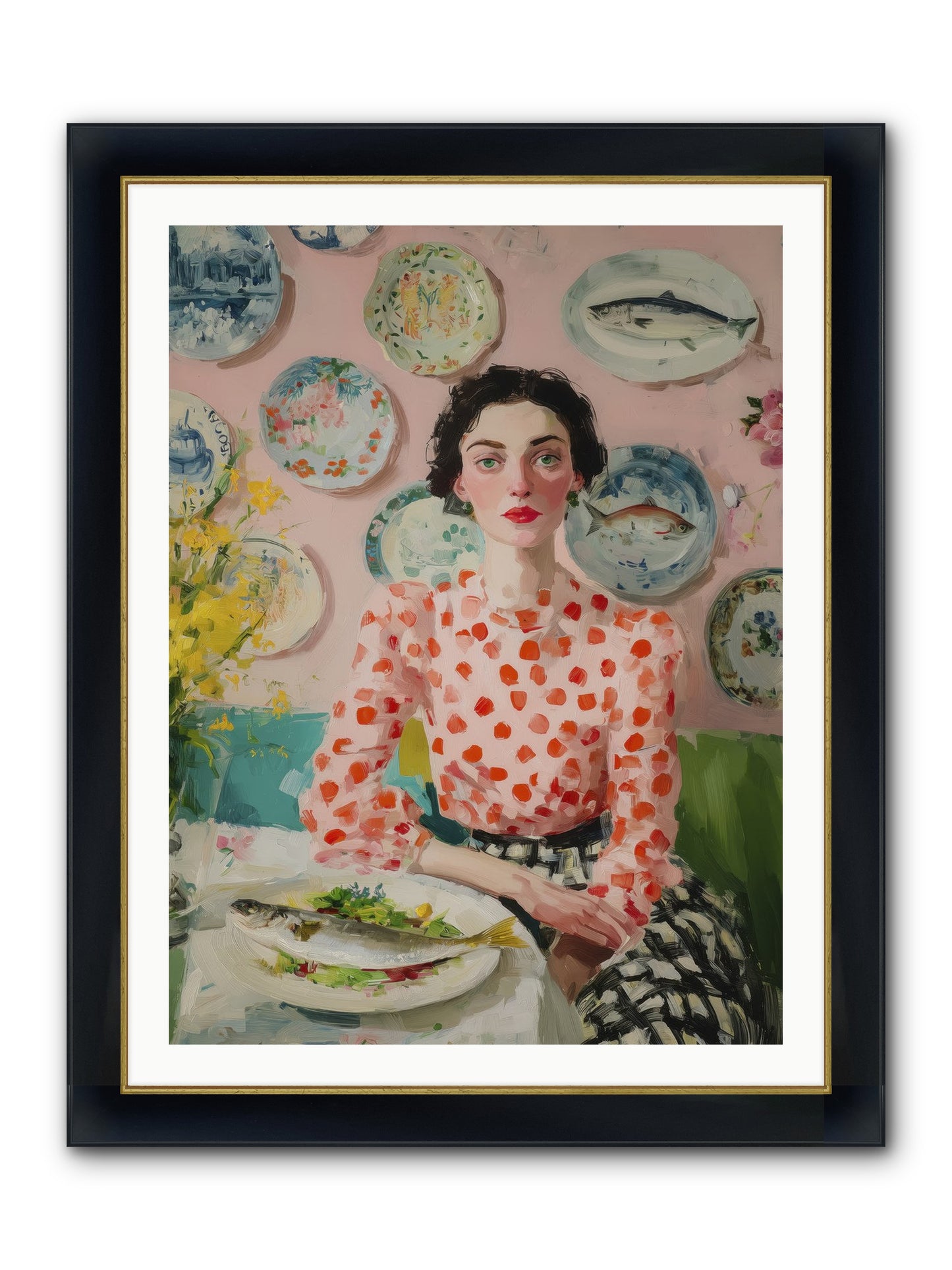 Ocean To Table Framed Print - Wide Black w/Gold 30x40