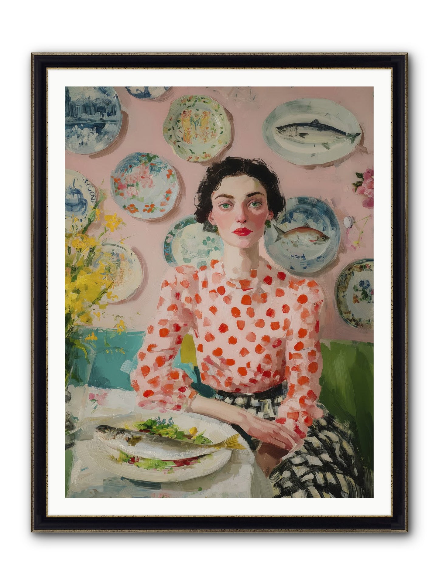 Ocean To Table Framed Print - Black & Gold 36x48