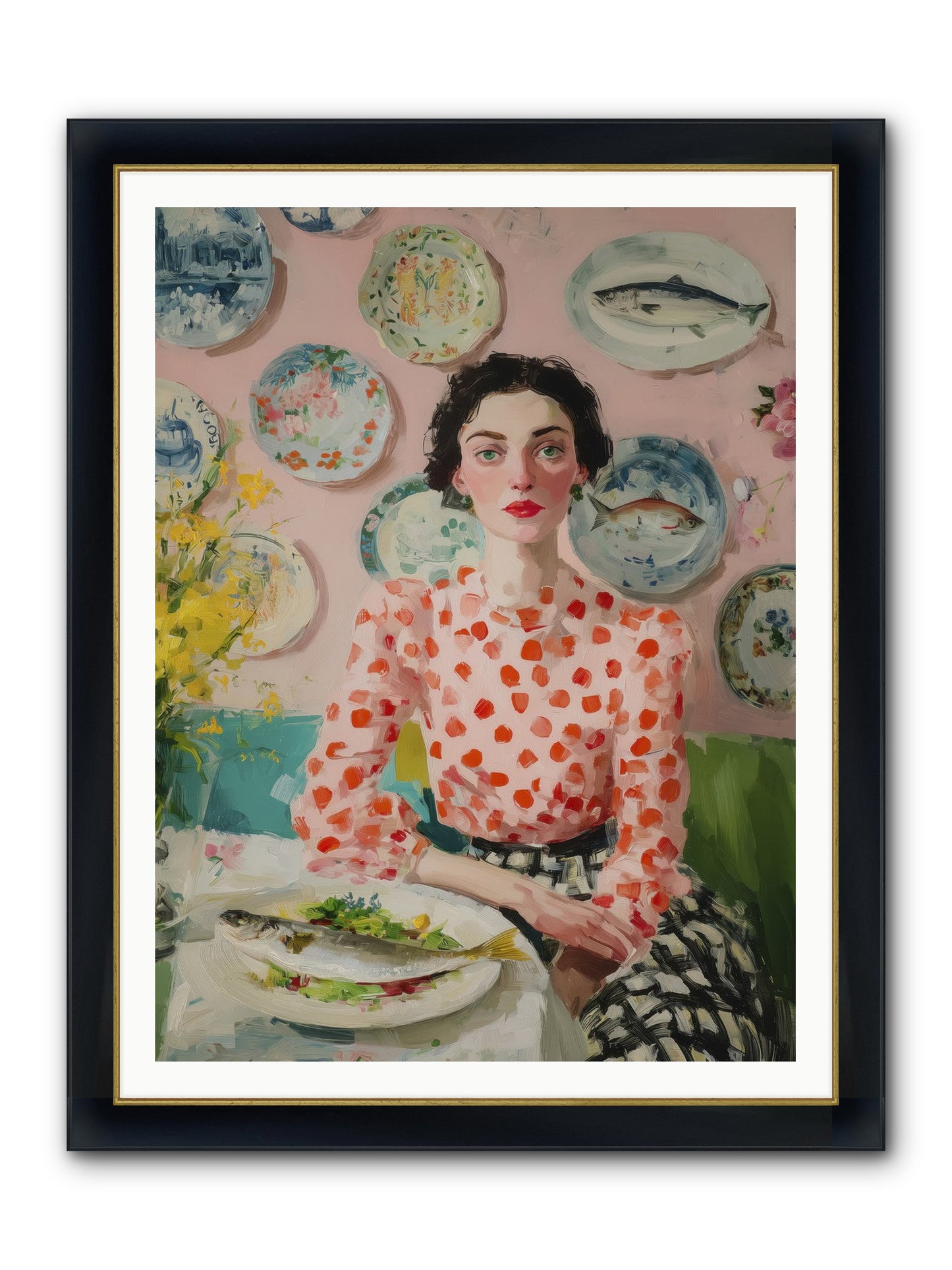 Ocean To Table Framed Print - Wide Black w/Gold 36x48