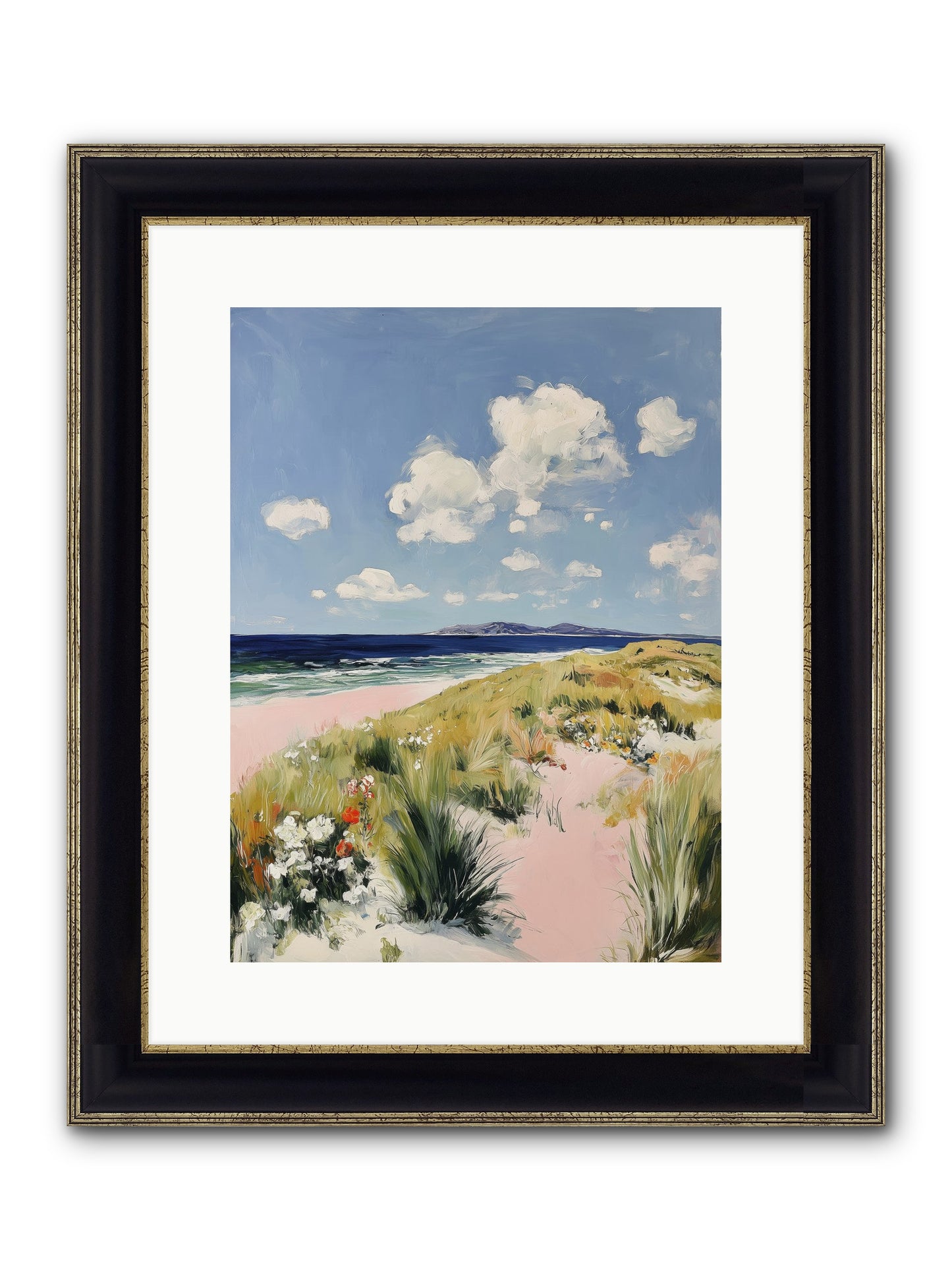 Ocean Vista Framed Print - Black & Gold 12x16