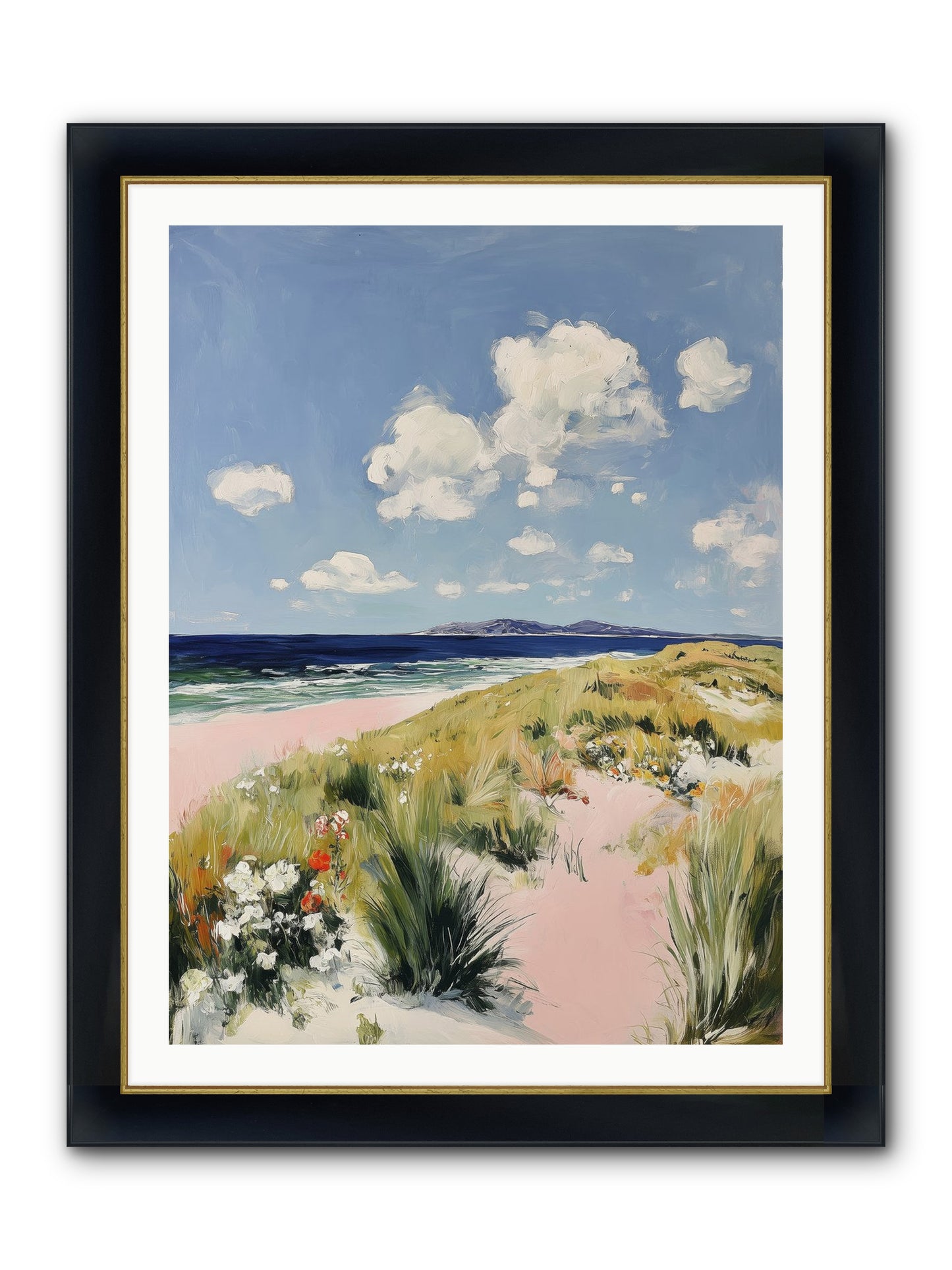 Ocean Vista Framed Print - Wide Black w/Gold 30x40